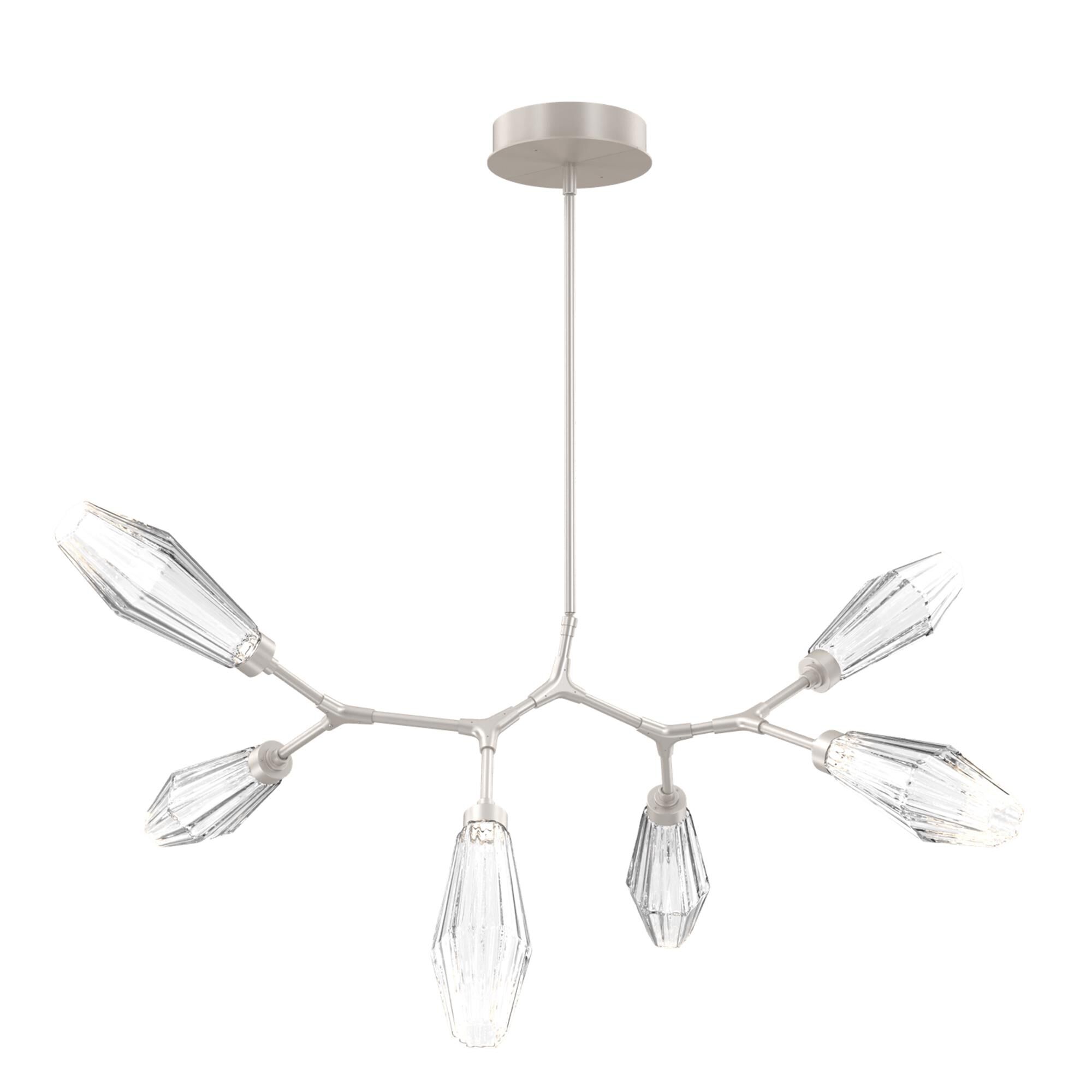 Shown in Metallic Beige Silver finish and Optic Rib Clear glass