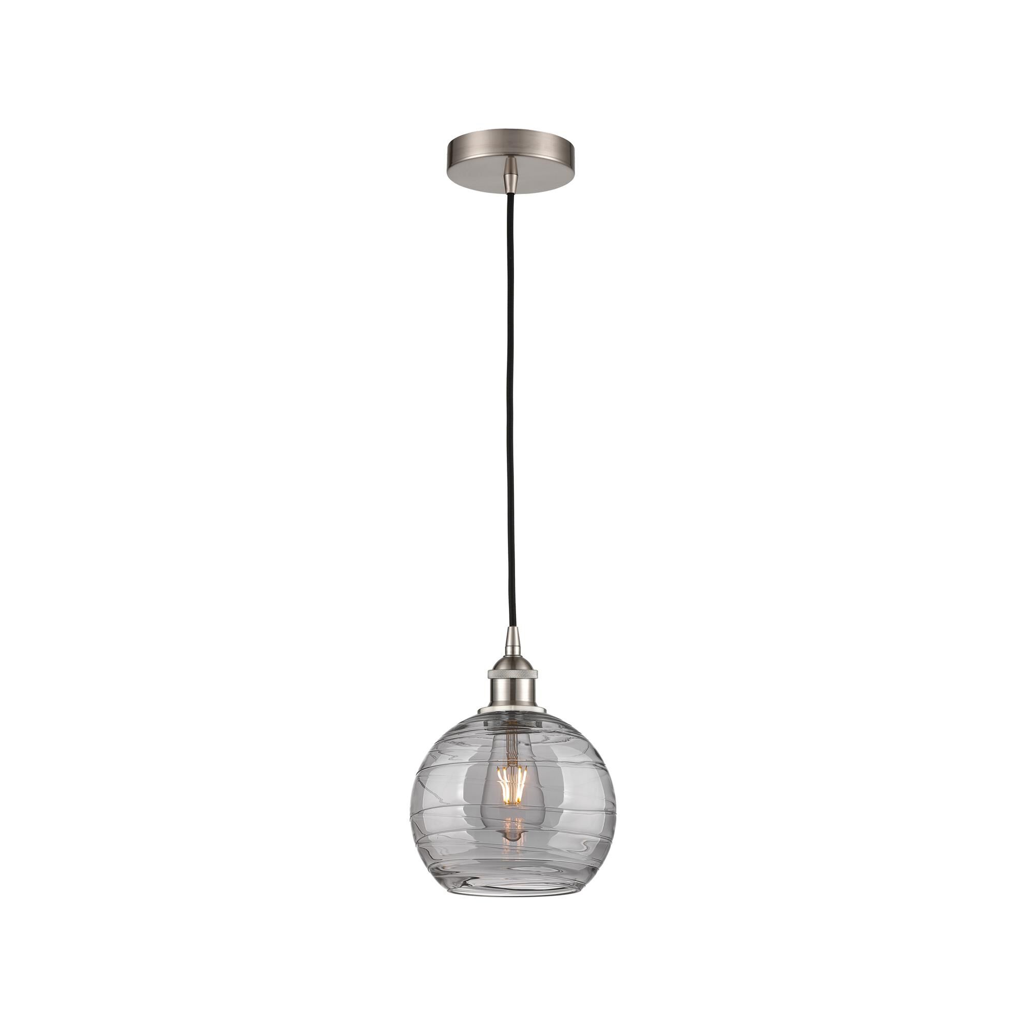 Shown in Brushed Nickel finish and Smoke glass