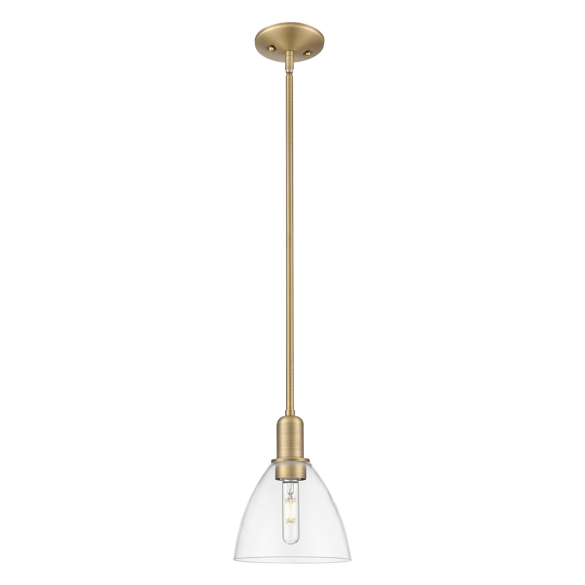 Shown in Brushed Brass finish and Clear glass