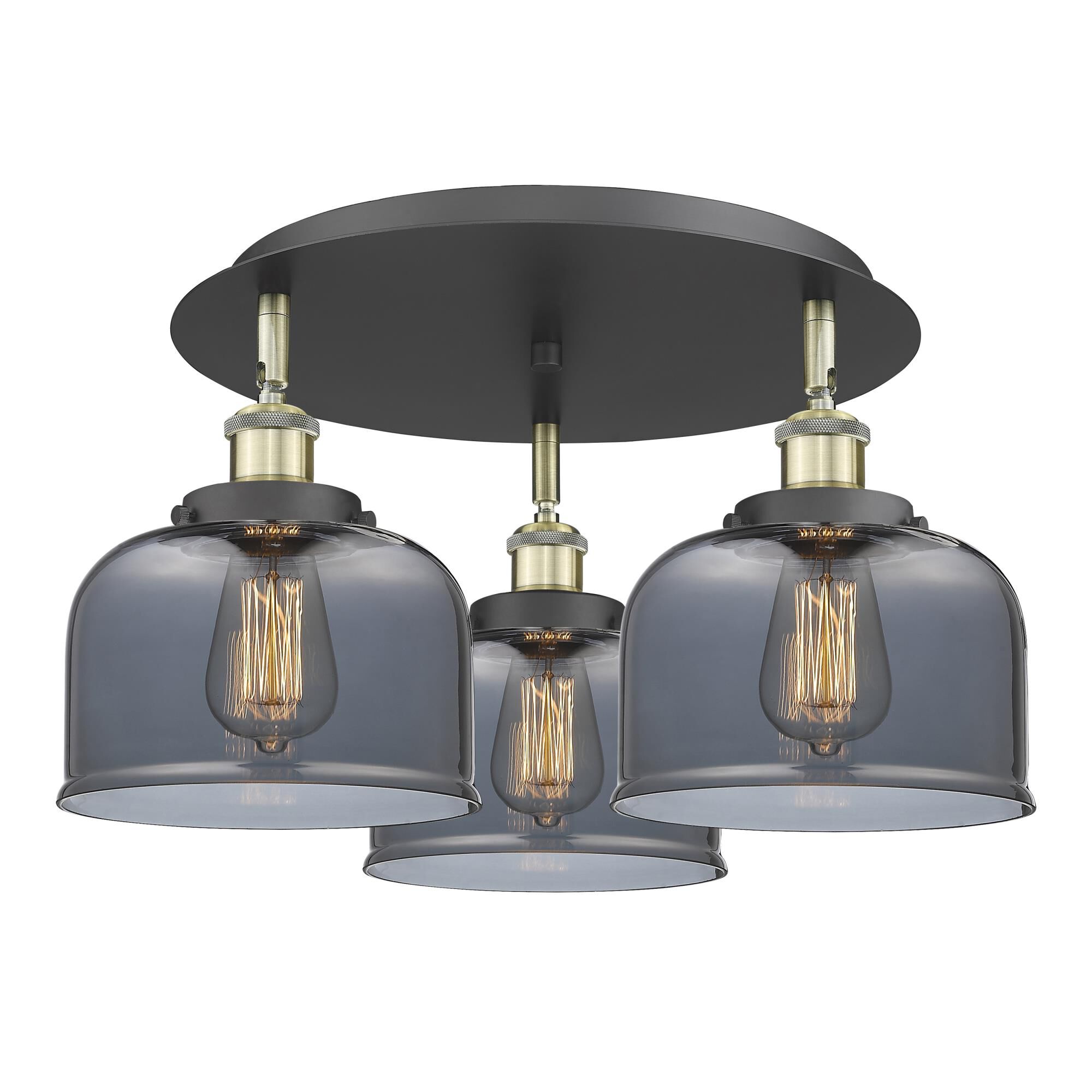 Shown in Black Antique Brass finish and Plated Smoke glass