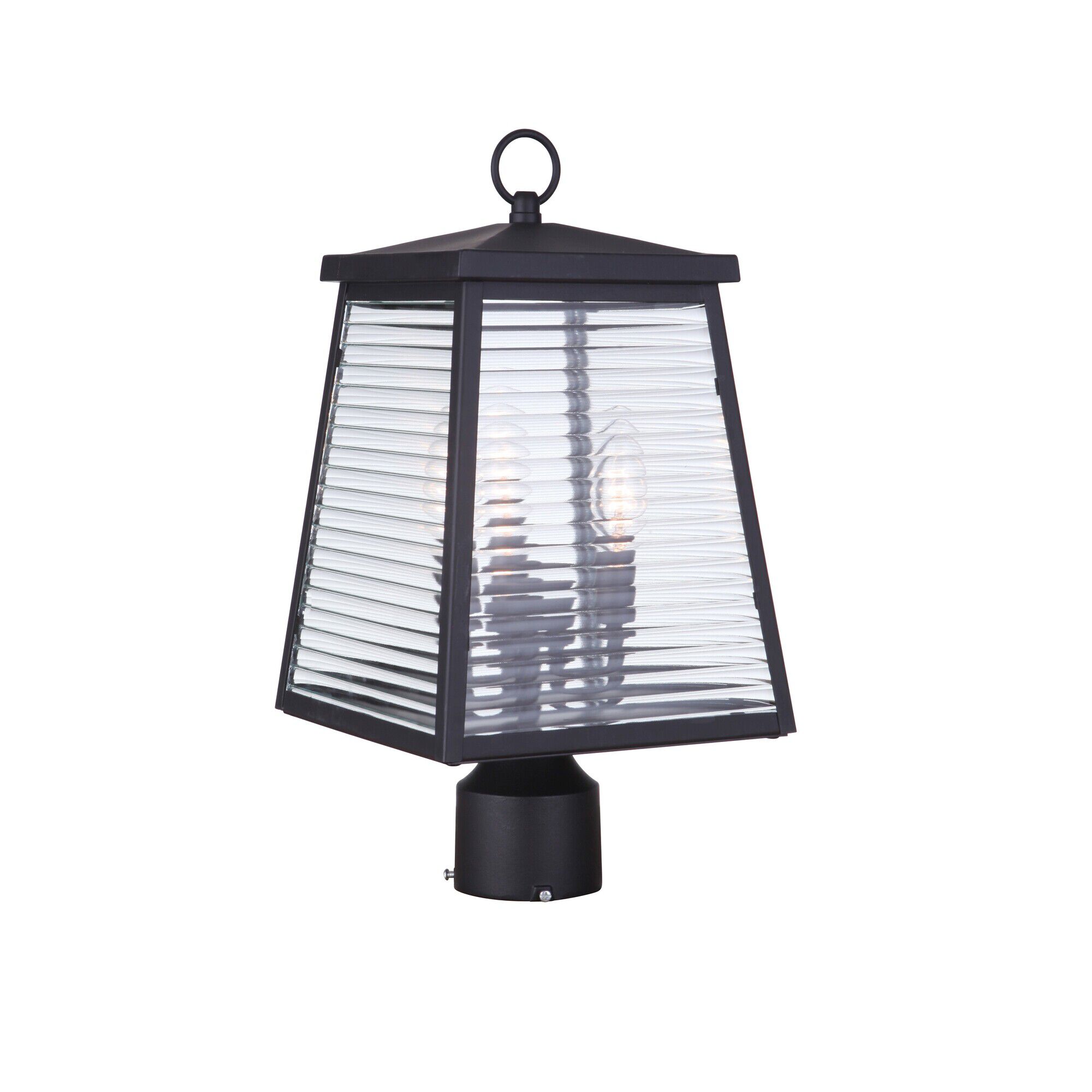 Shown in Midnight finish and Clear Shiplap glass and Glass shade