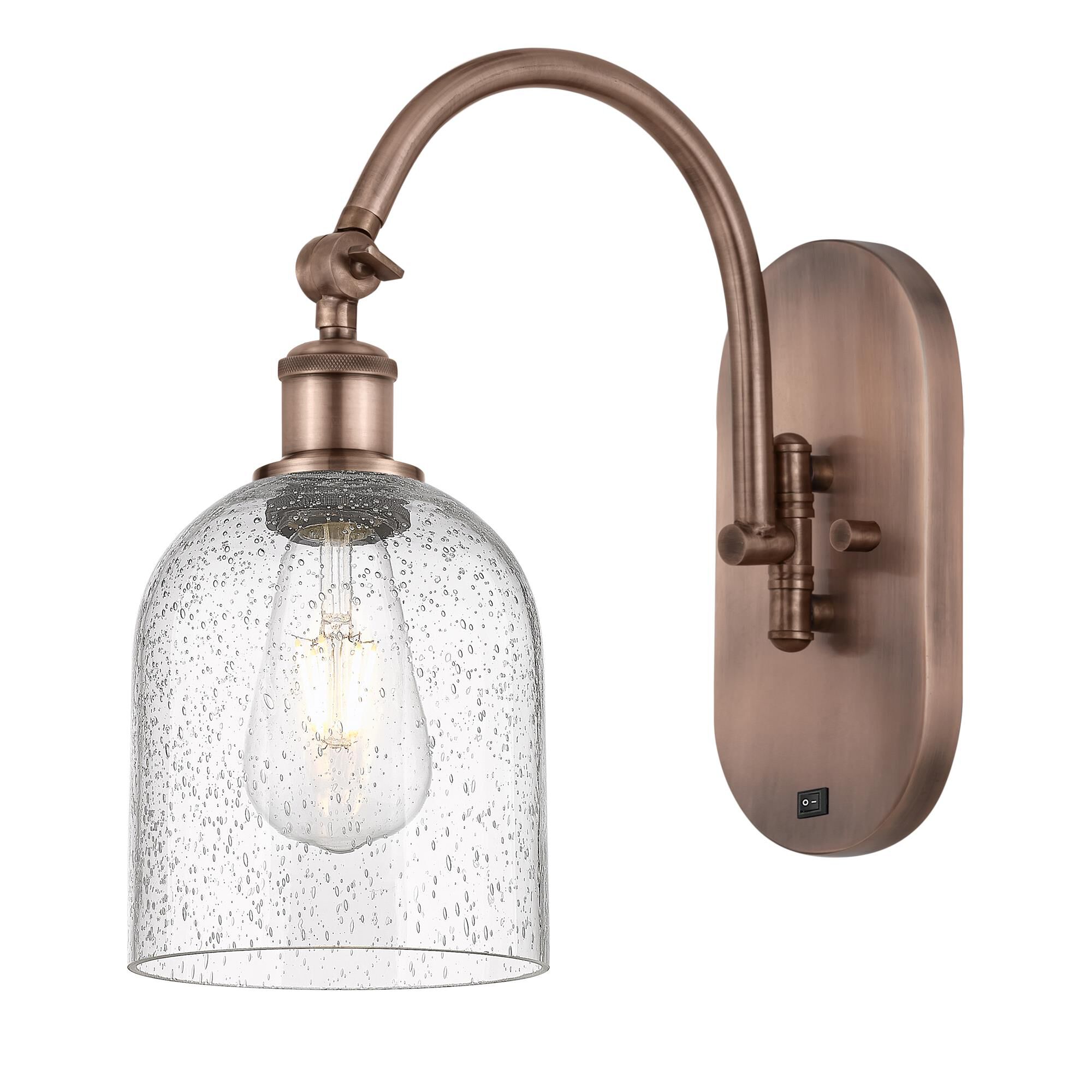 Shown in Antique Copper finish and Seedy glass