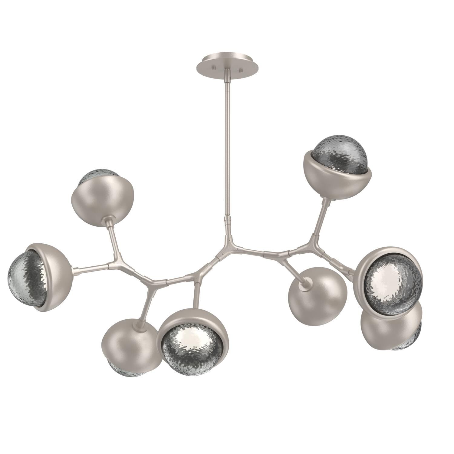 Shown in Beige Silver finish and Smoke glass and Metal Shade Matching Finish accent