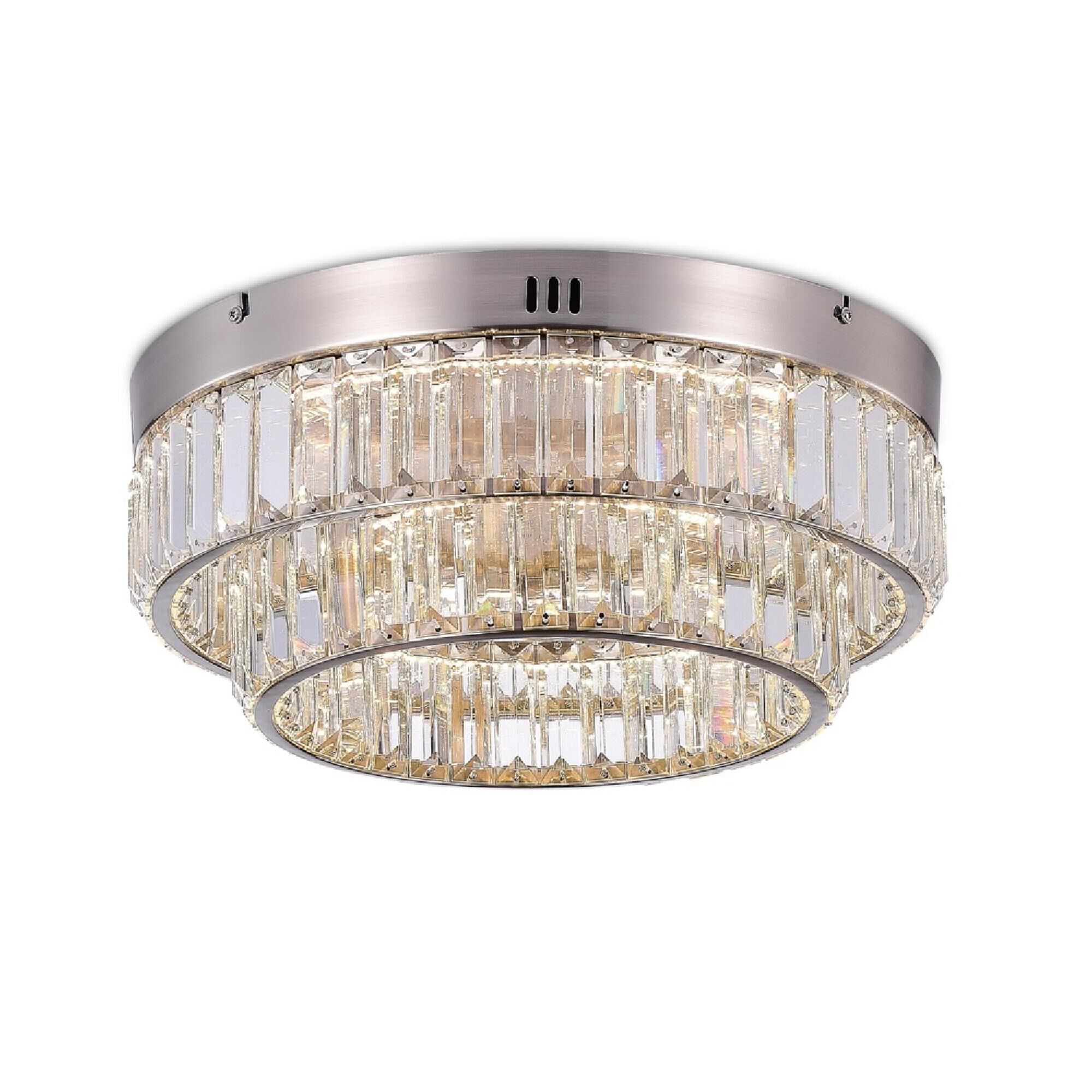 Shown in Satin Nickel finish and Clear Crystal glass