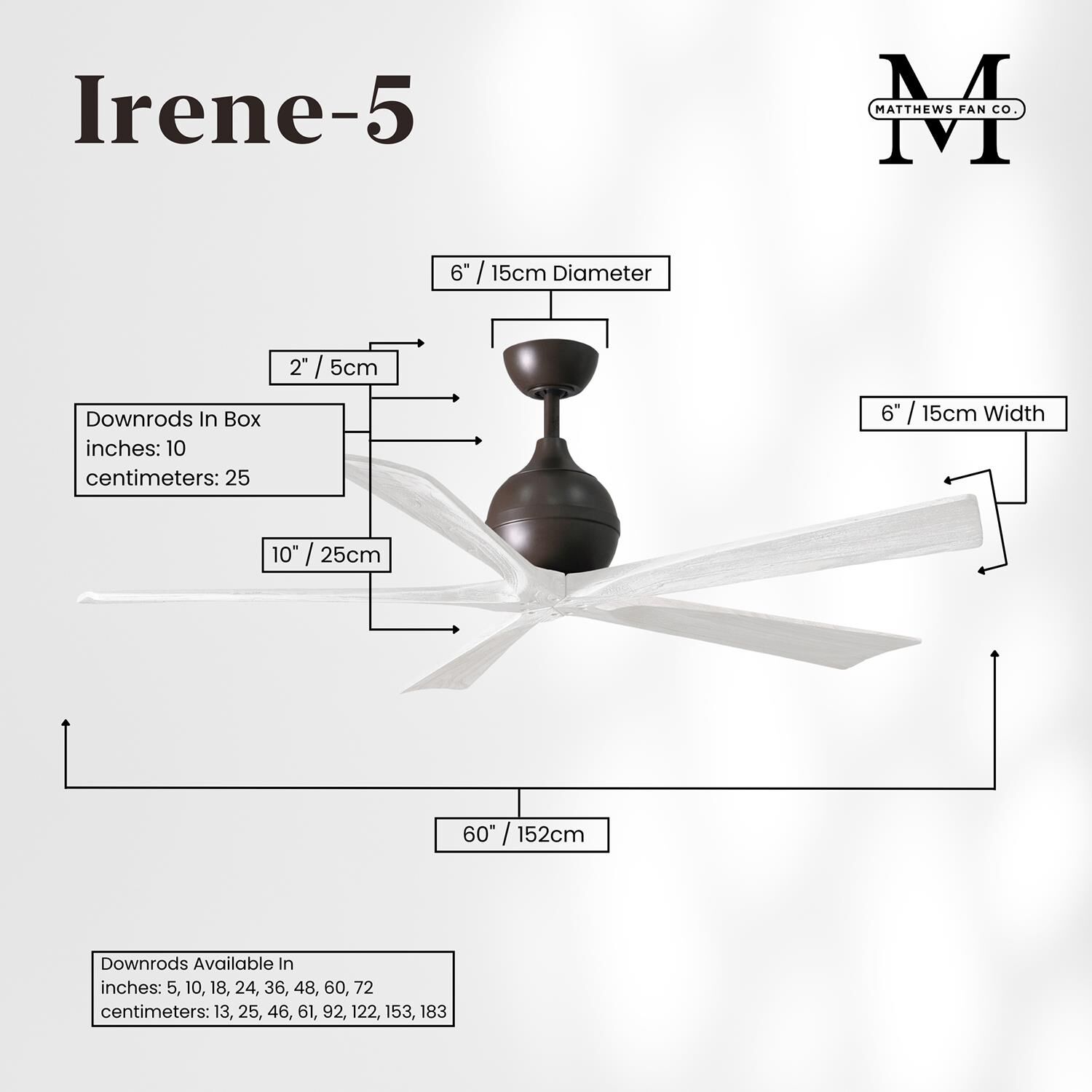Irene 60 Inch 5 Blade Ceiling Fan by Matthews Fan Company
