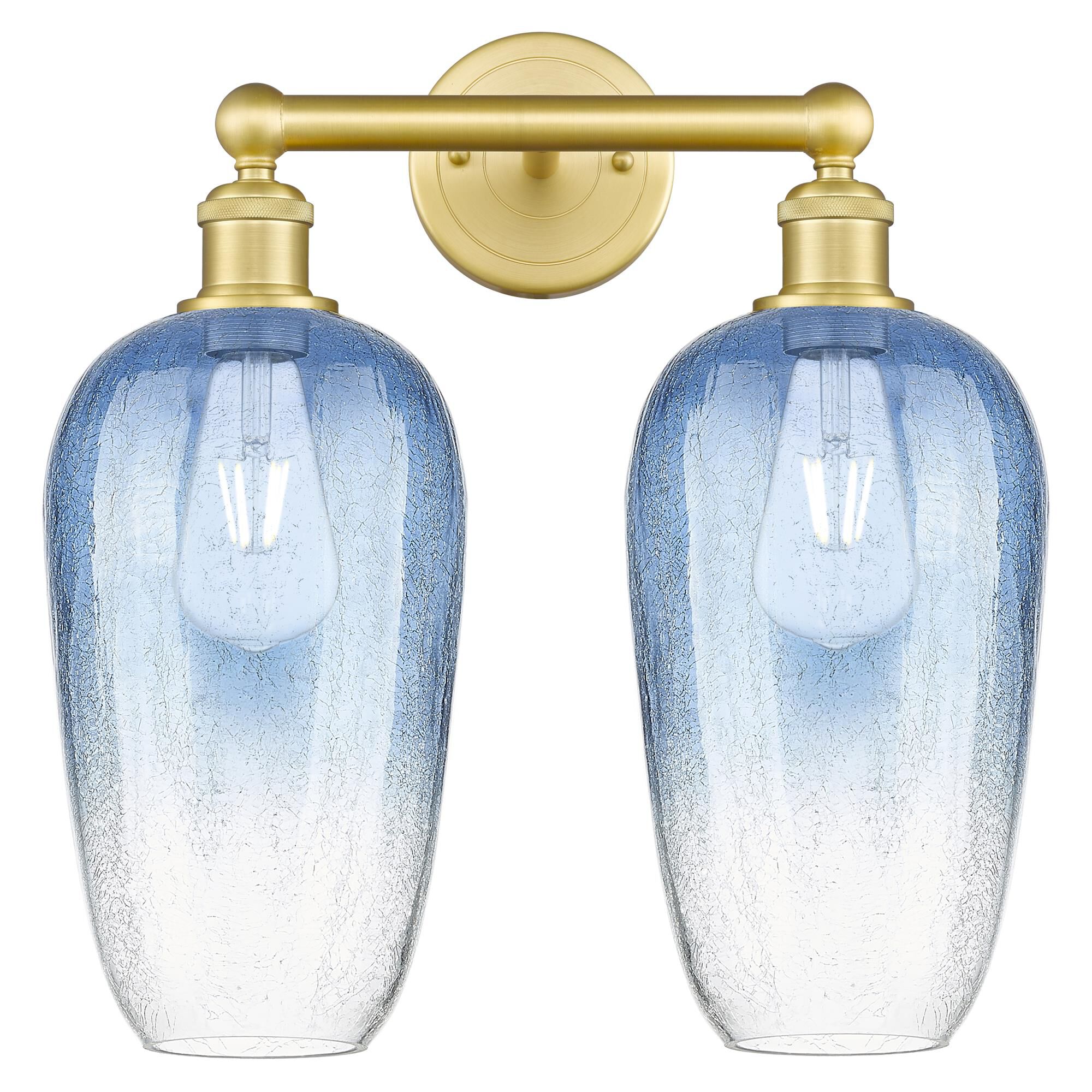 Shown in Satin Gold finish and Sapphire Blue glass