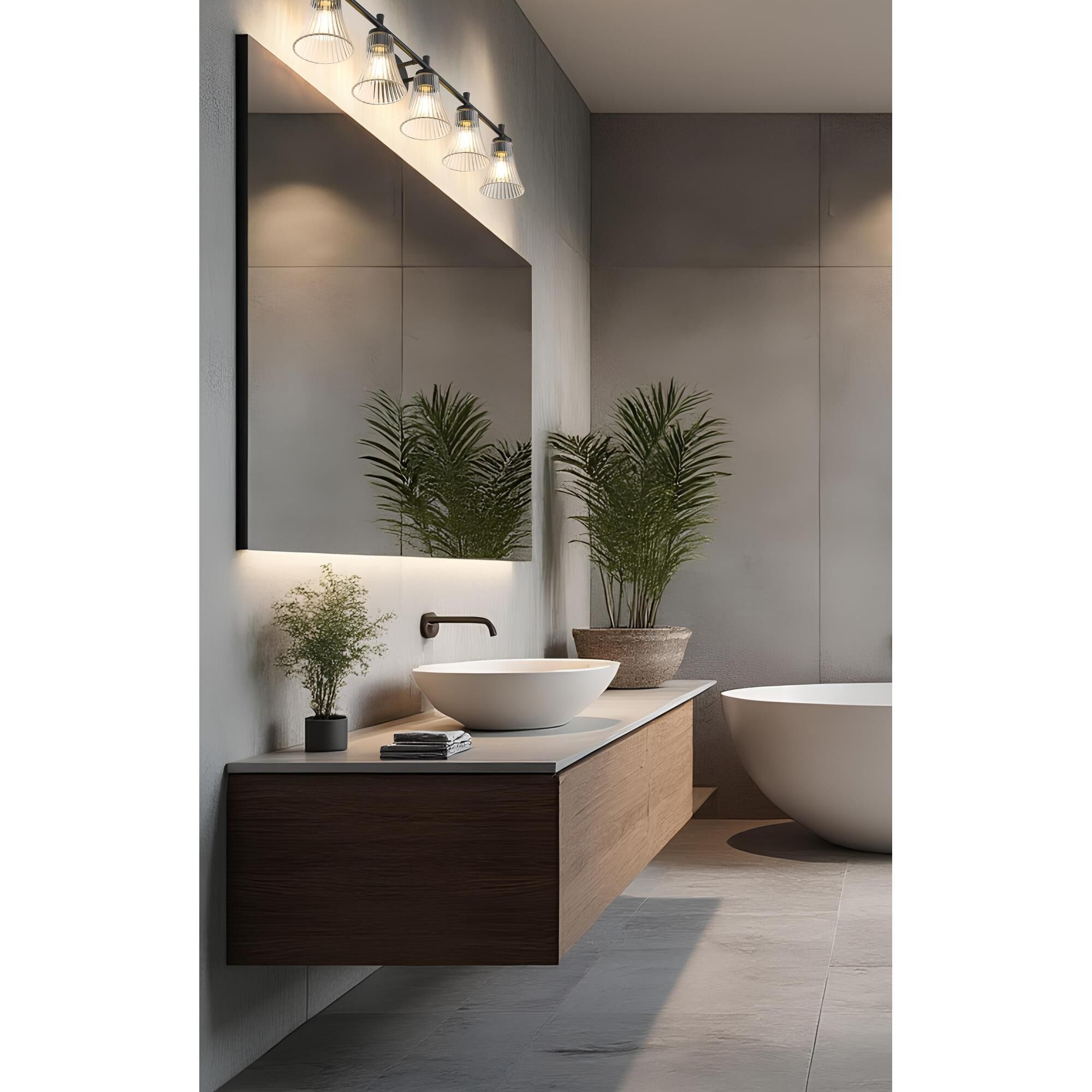 Shown in Matte Black finish and Clear glass and Clear shade