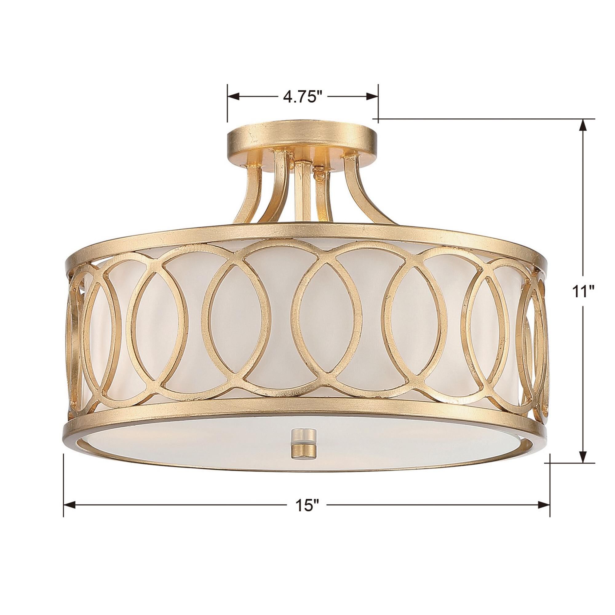 Shown in Antique Gold finish and Silk glass and White shade