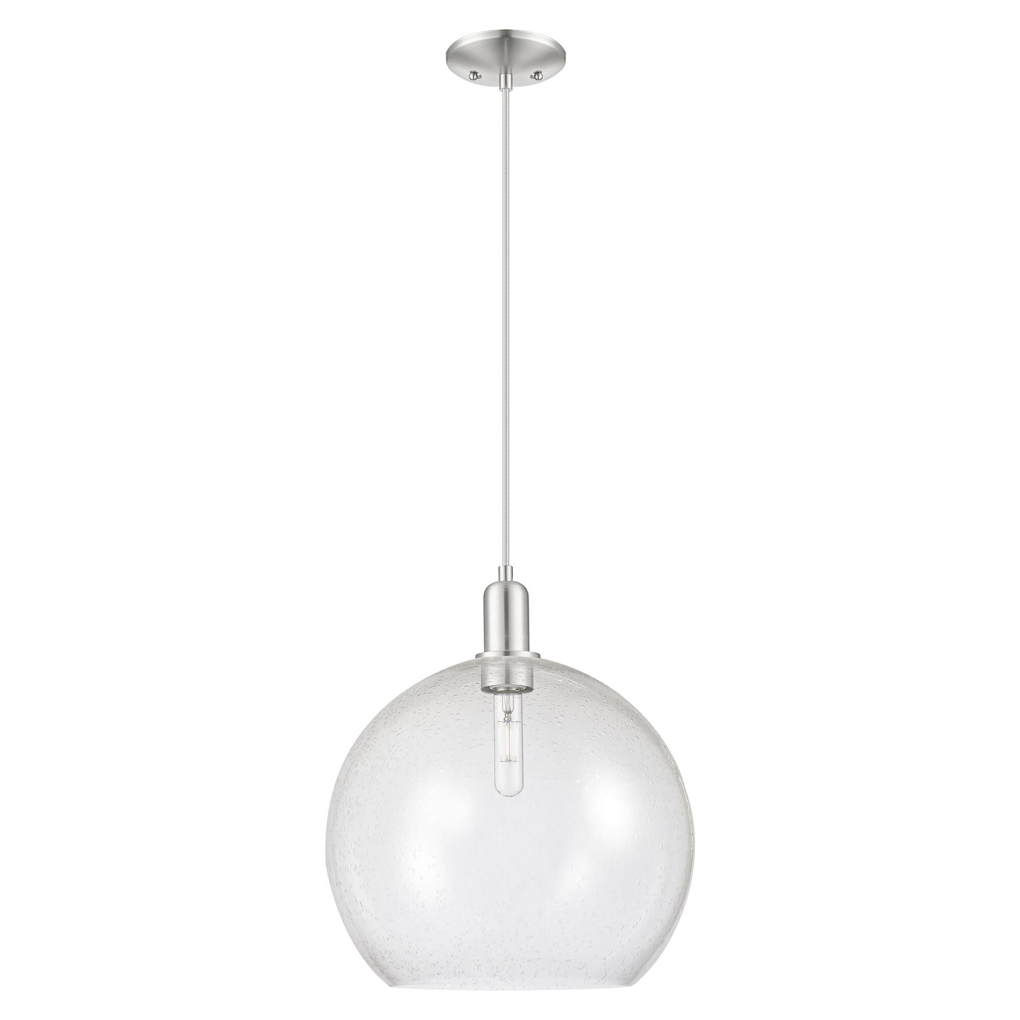Shown in Brushed Satin Nickel finish and Seedy glass