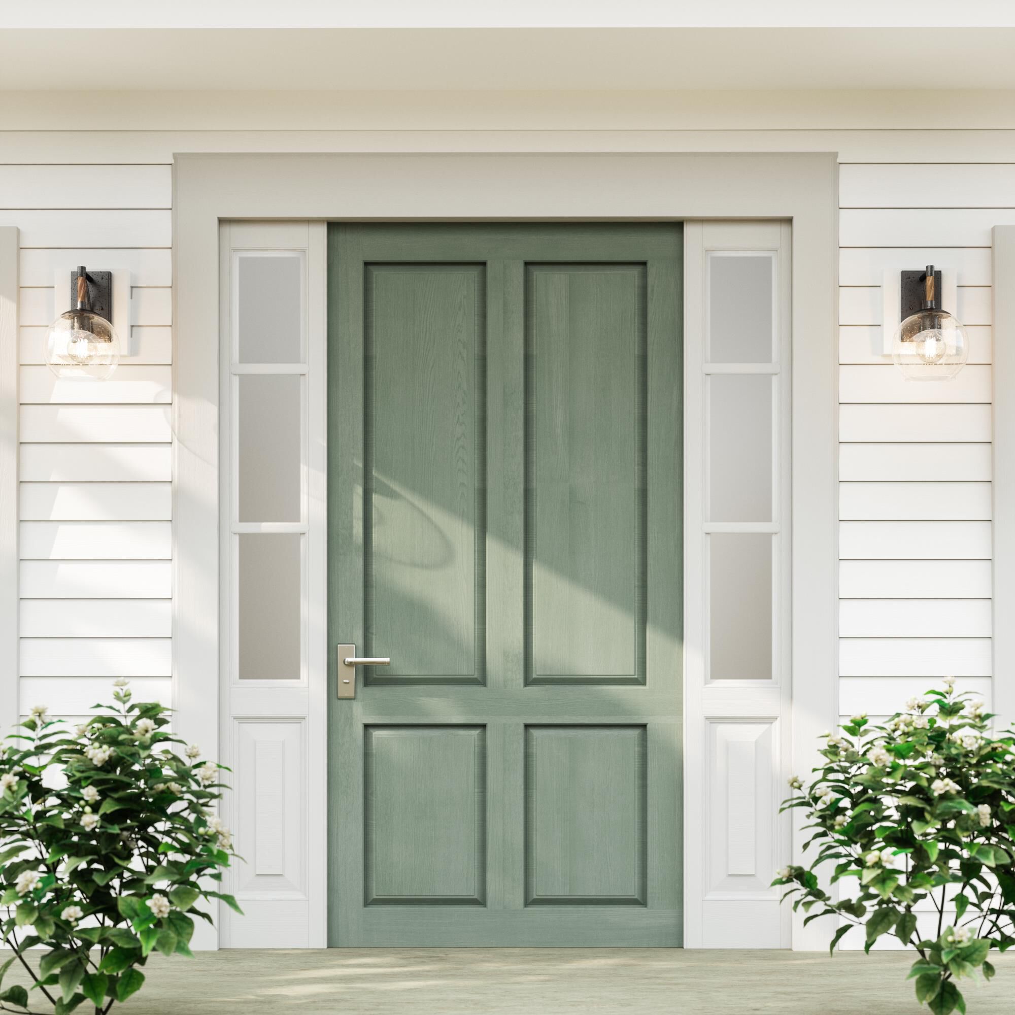 Shown in Black finish and Clear Seeded glass