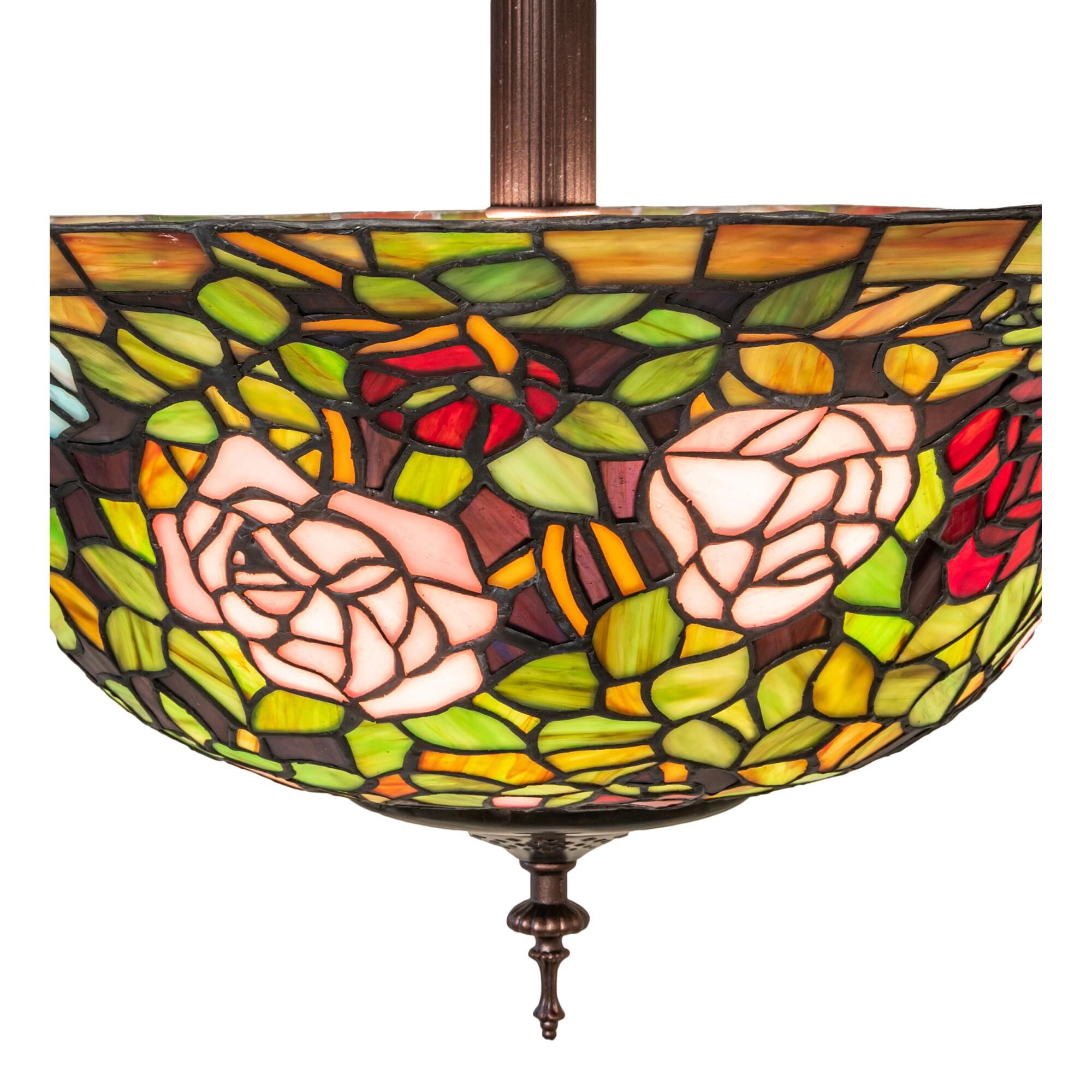 Shown in Mahogany Bronze finish and Ruby;Green glass