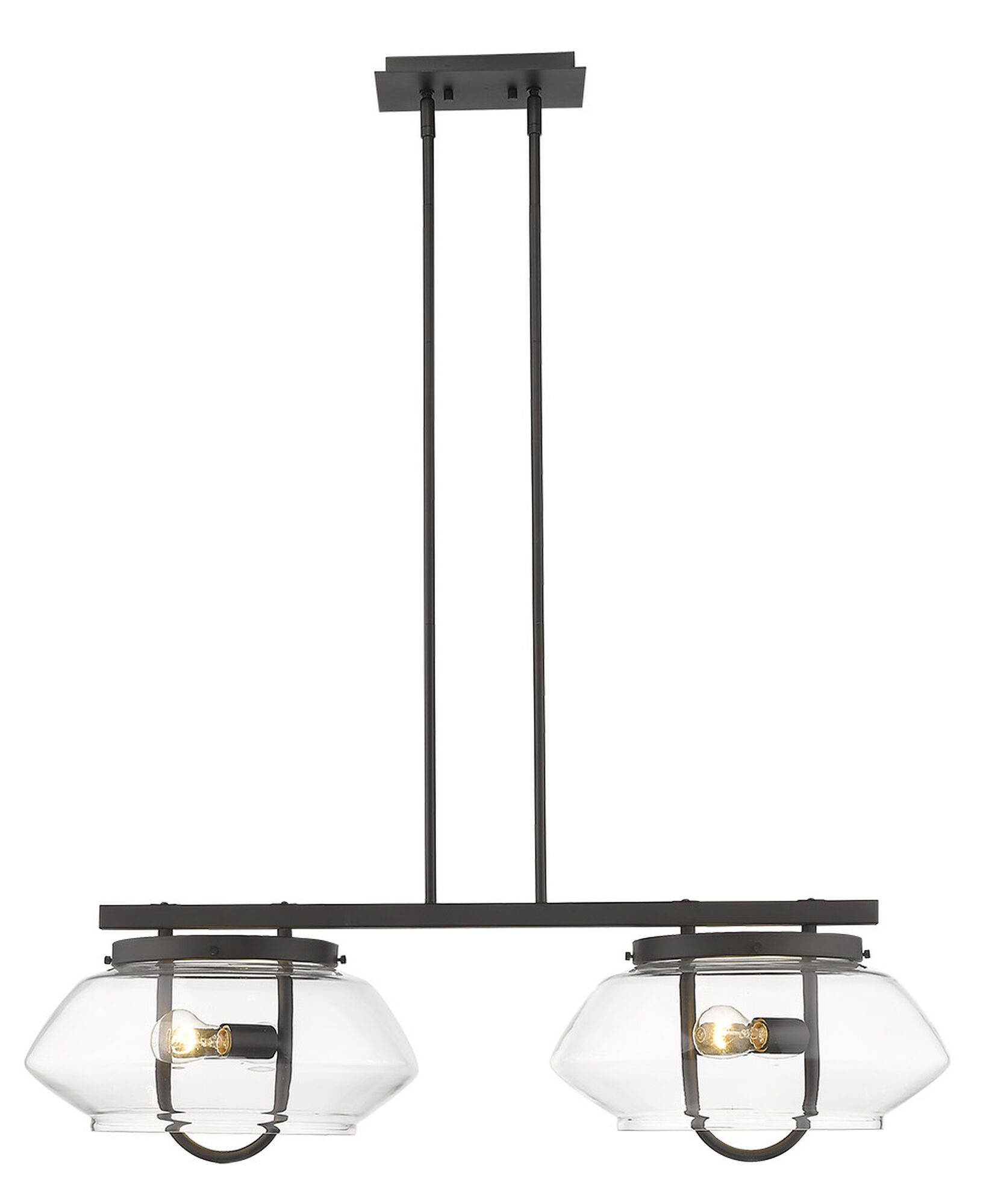 Shown in Oil-Rubbed Bronze finish and Clear glass and Clear Glass Drum shade