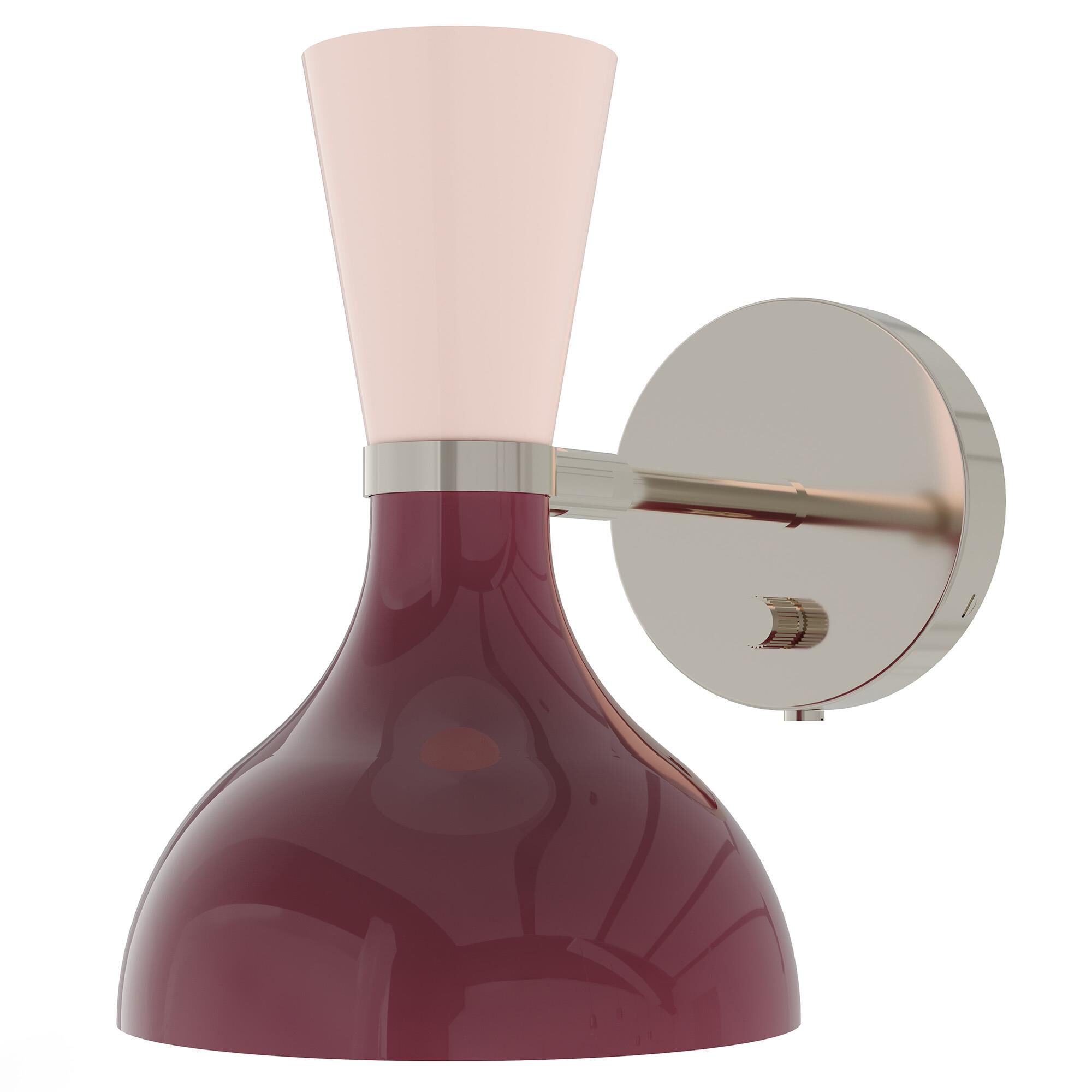 Shown in Polished Nickel finish and Sugar Plum and Rose Water shade