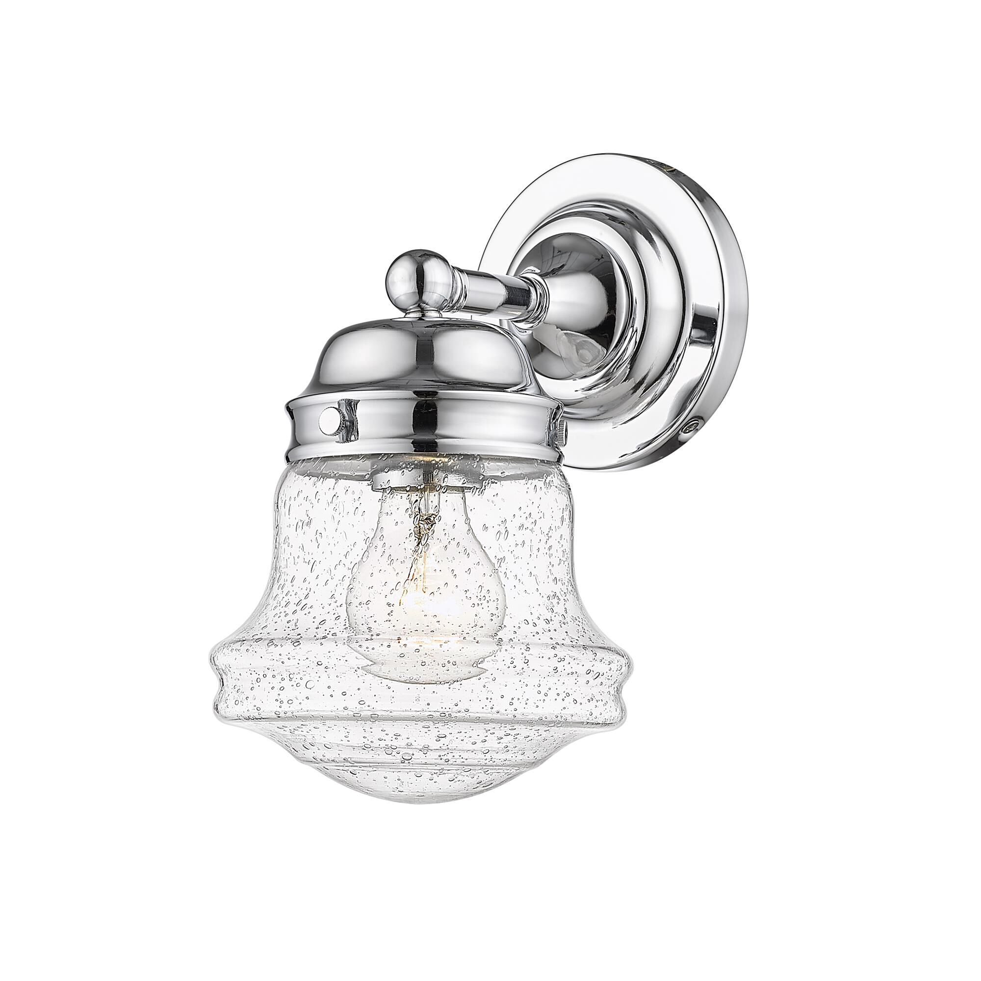 Shown in Chrome finish and Glass shade