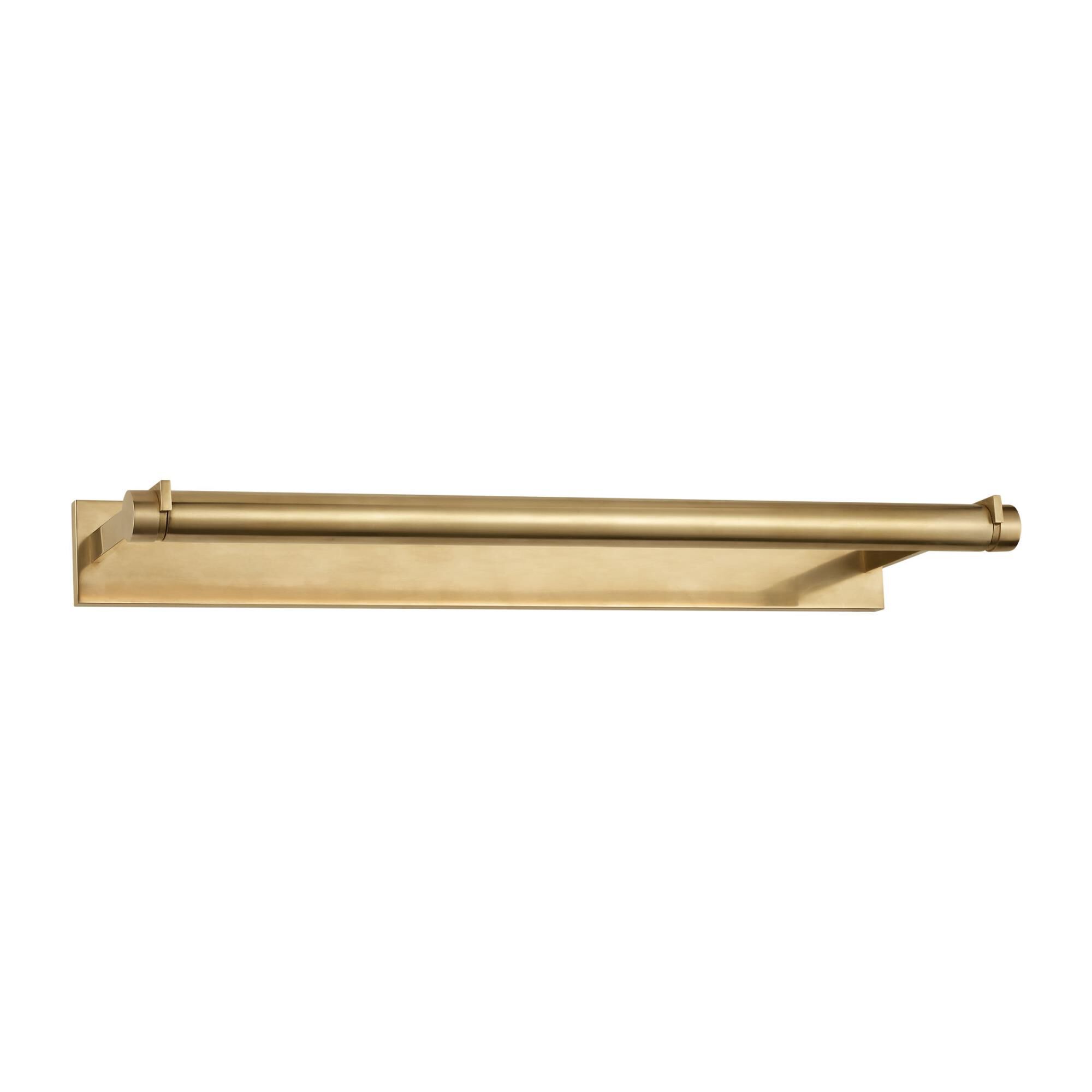Shown in Hand-Rubbed Antique Brass finish and Brass shade