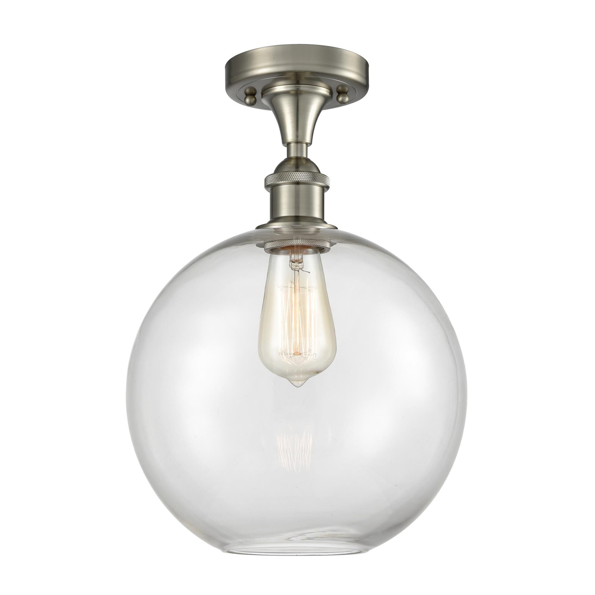 Shown in Brushed Satin Nickel finish and Clear glass