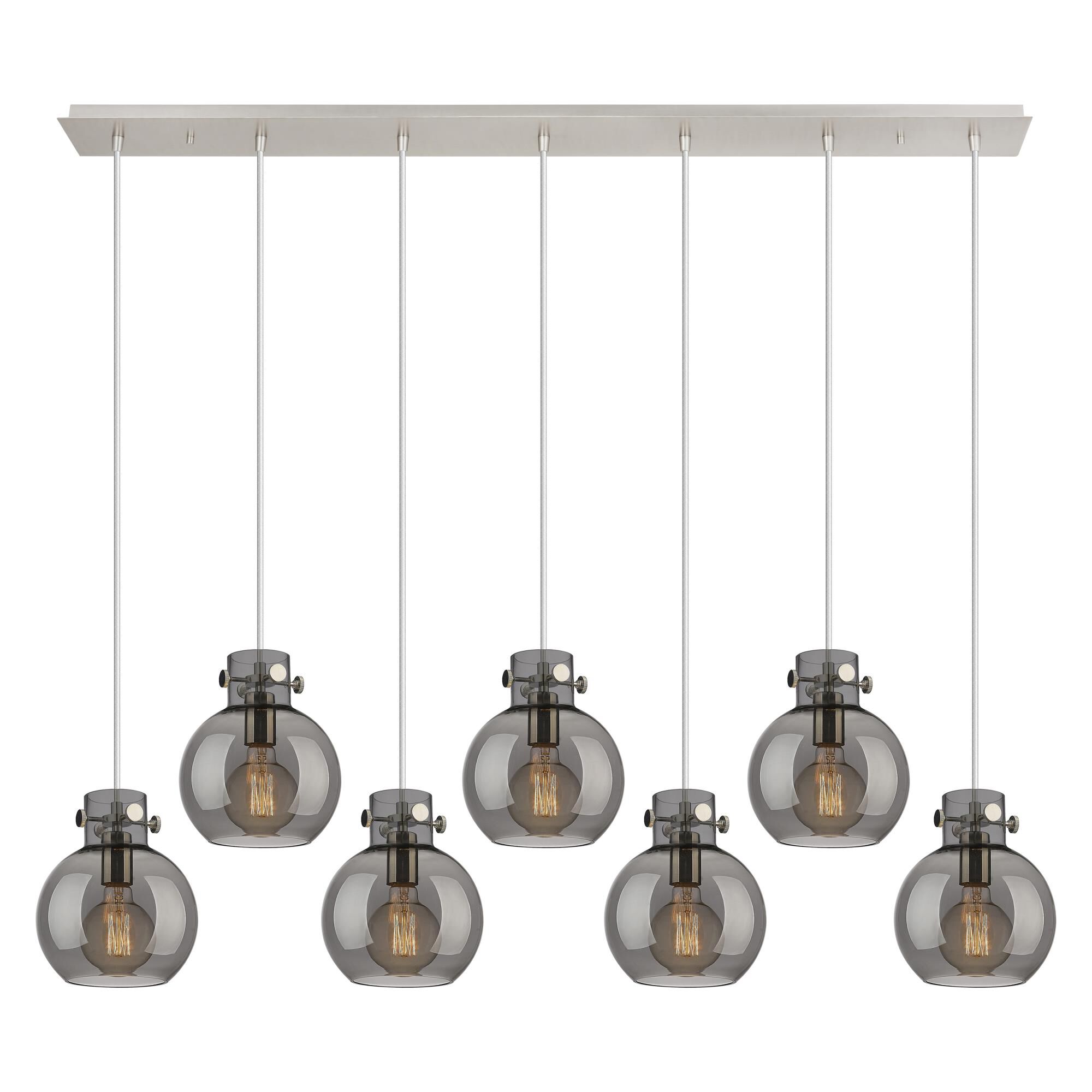 Shown in Polished Nickel finish and Light Smoke glass and Light Smoke Glass shade