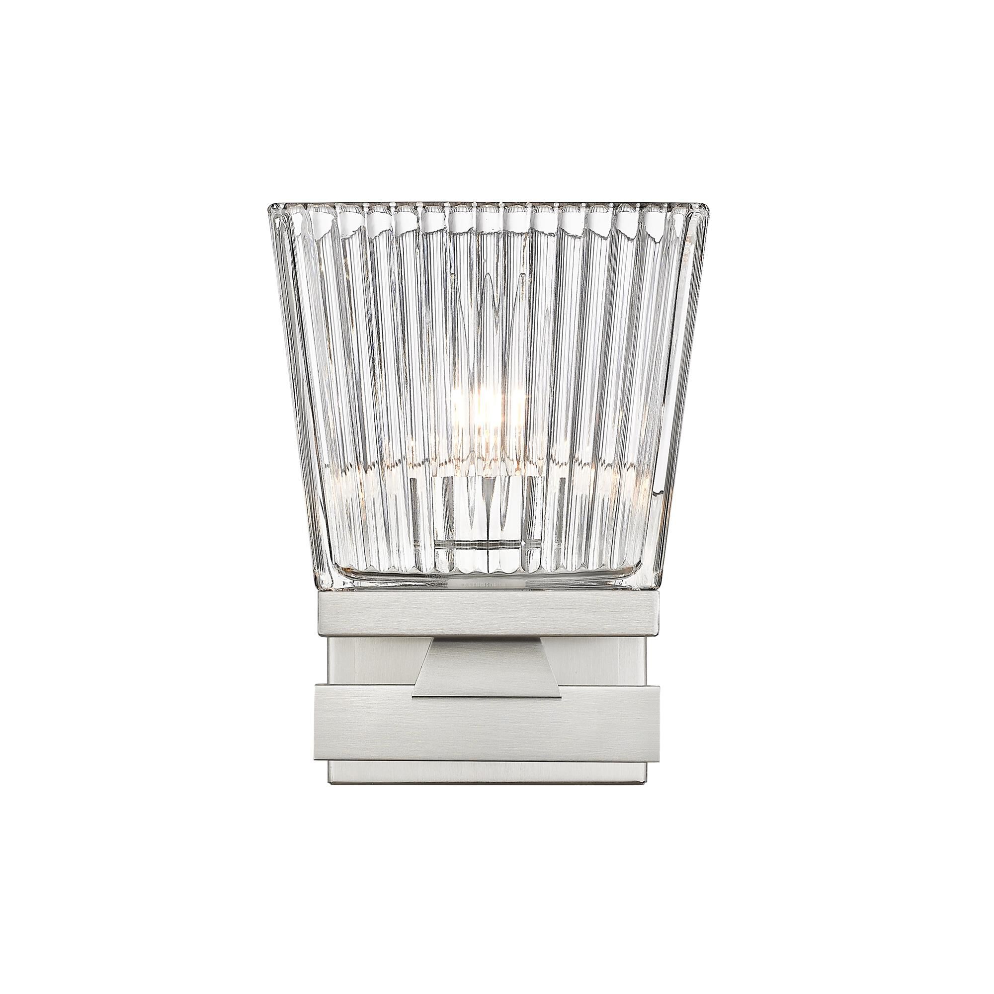 Shown in Brushed Nickel finish and Glass shade