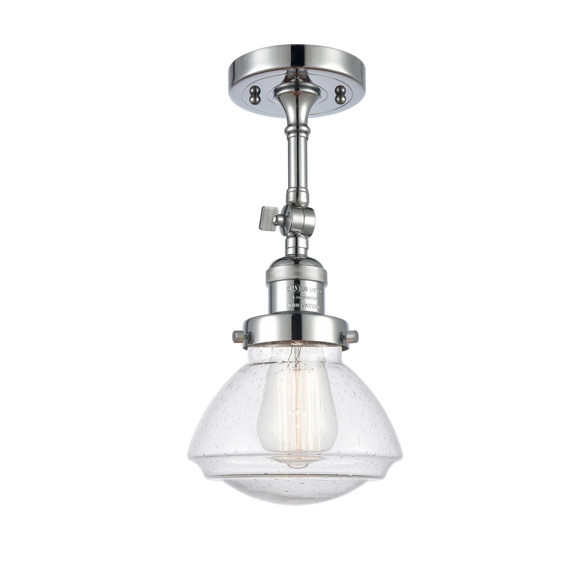 Shown in Polished Chrome finish and Bell glass and Glass shade and Bulb Tint - Amber accent