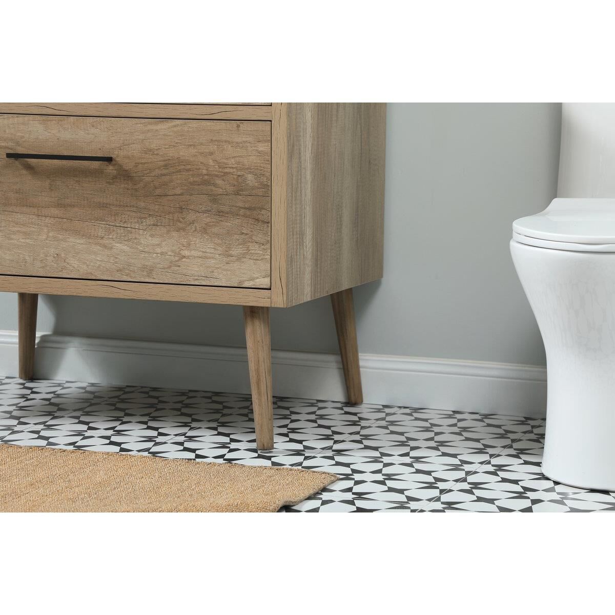 Shown in Natural Oak finish and With Backsplash accent