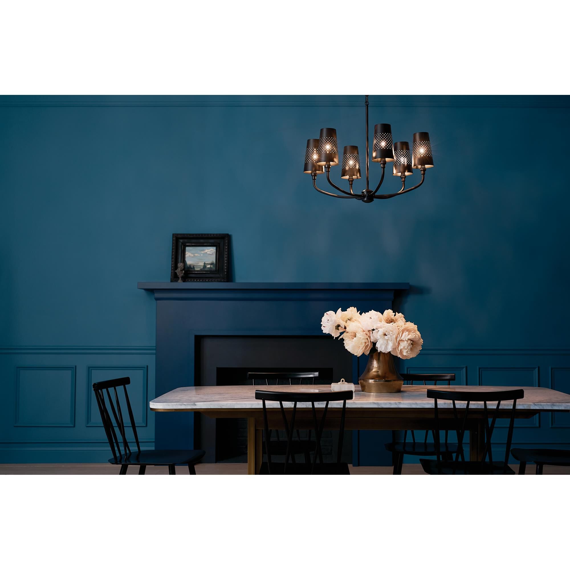 Shown in Black finish and Metal and Bell shade