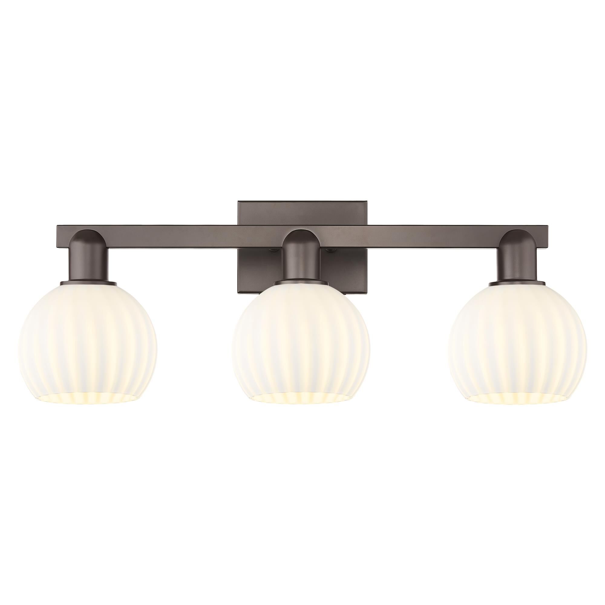 Shown in Oil Rubbed Bronze finish and White Venetian glass