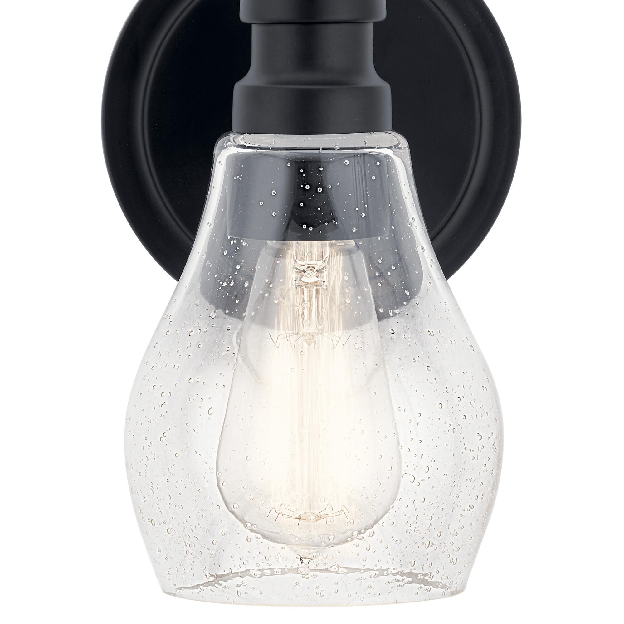 Shown in Black finish and Clear Seeded glass