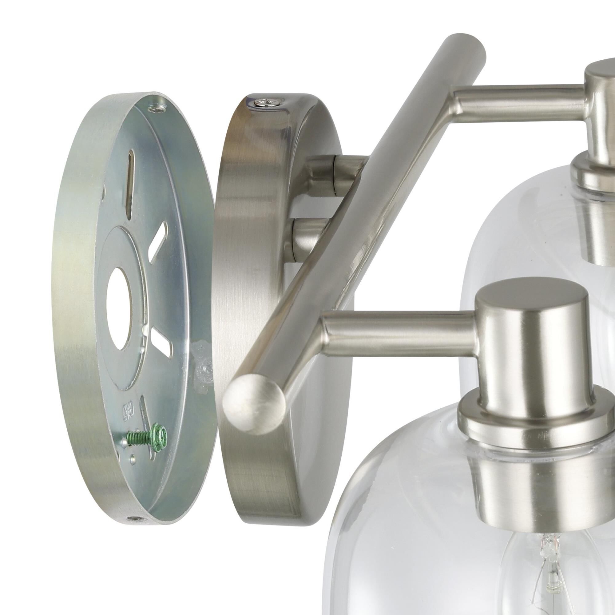 Shown in Brushed Nickel finish and Clear glass