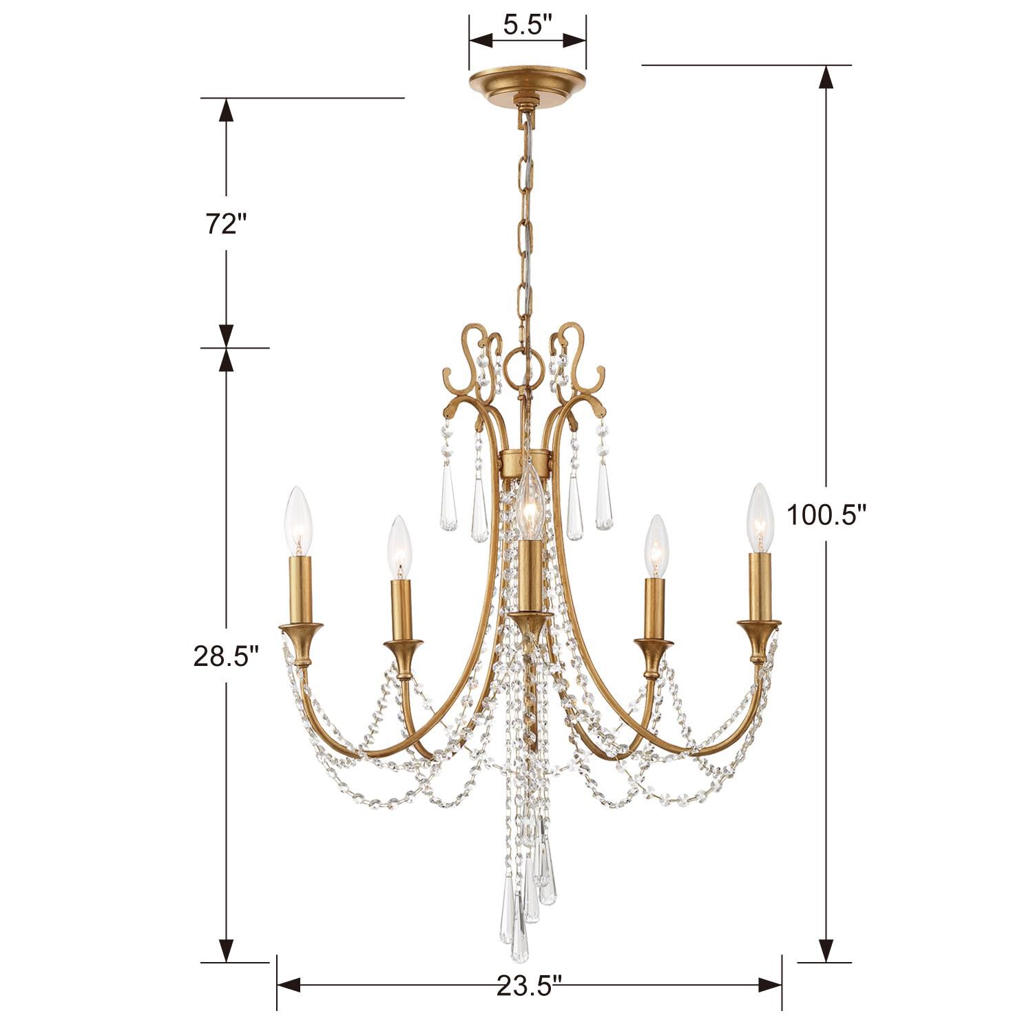 Arcadia 23 Inch 5 Light Chandelier by Crystorama