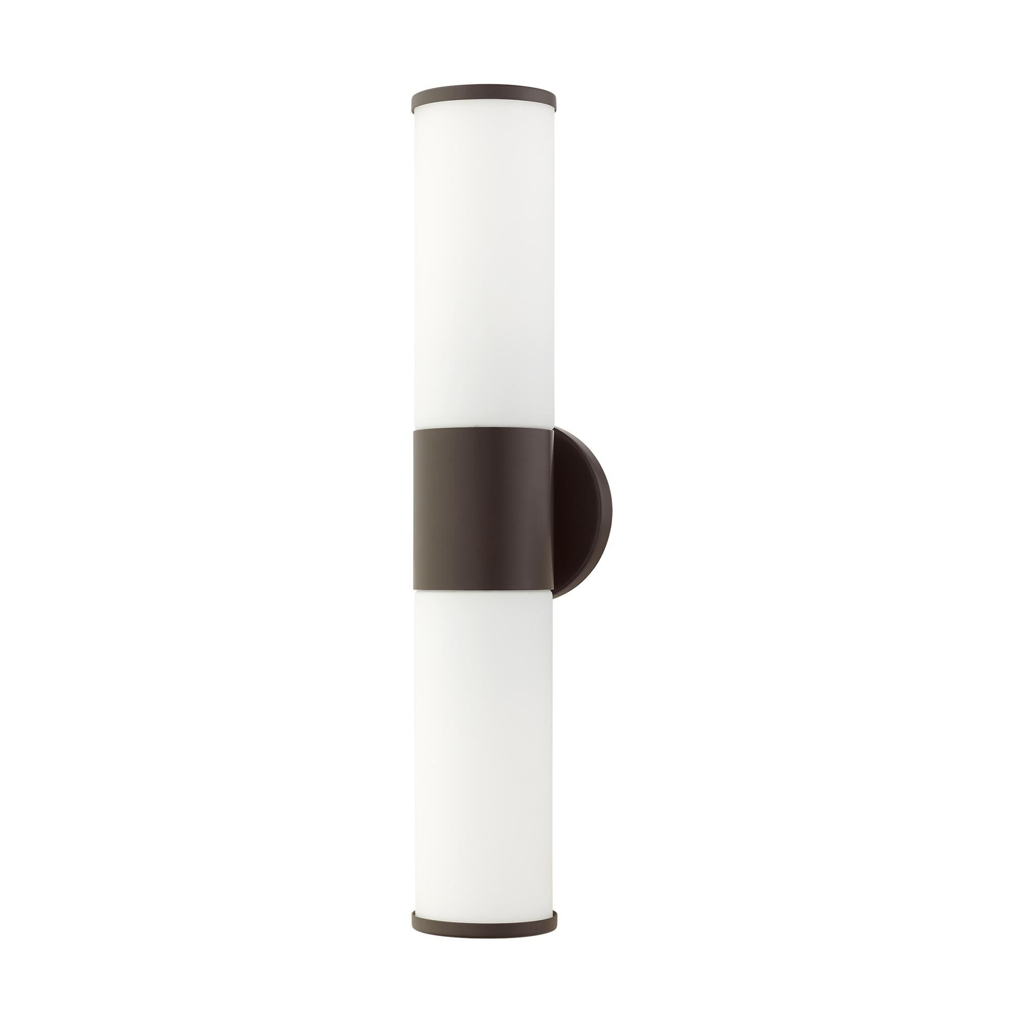 Shown in Bronze finish and Satin Opal White glass