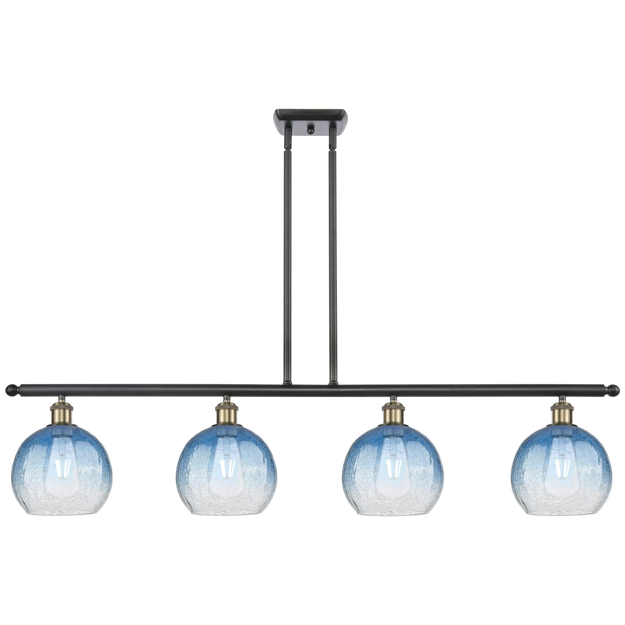 Shown in Black Antique Brass finish and Sapphire Blue glass