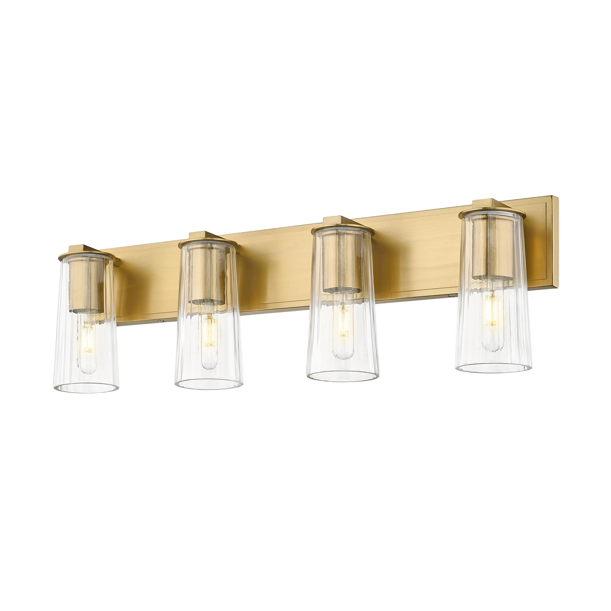 Shown in Modern Gold finish and Clear glass and Clear shade