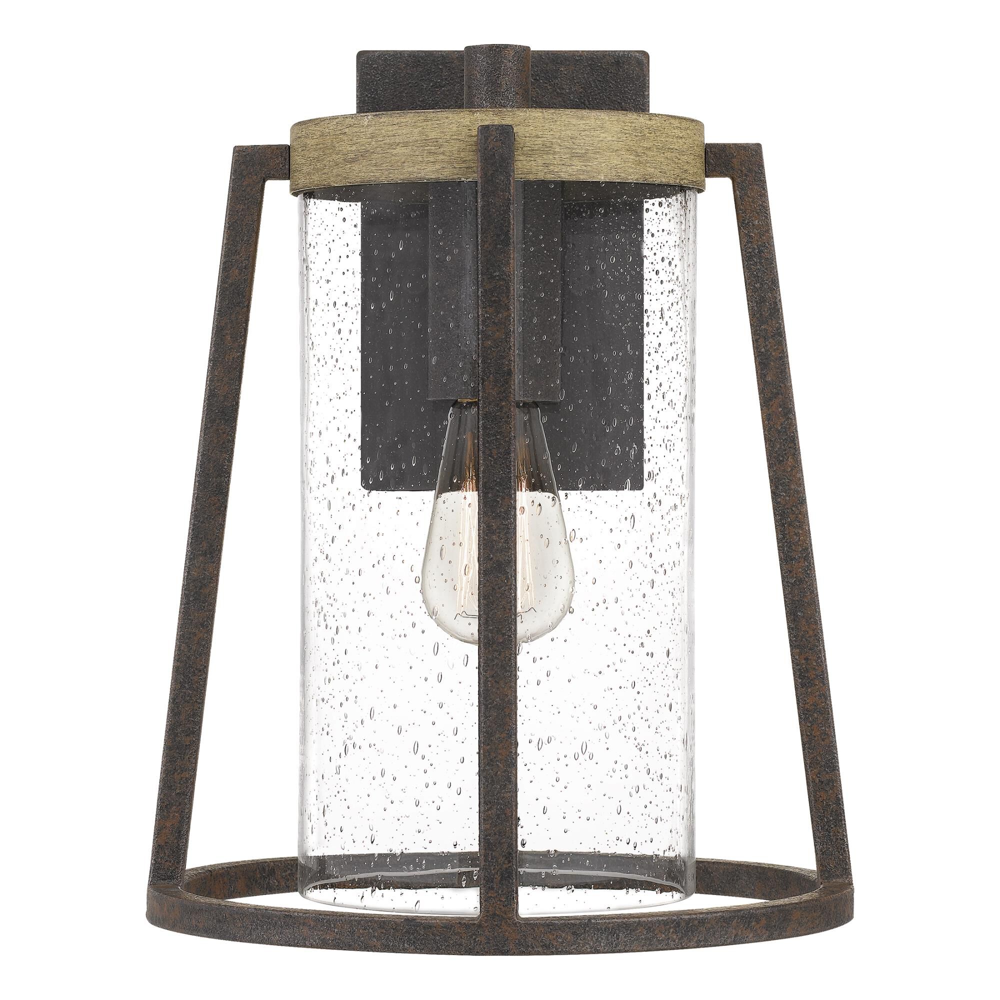Shown in Rustic Black finish and Clear Seeded Glass shade