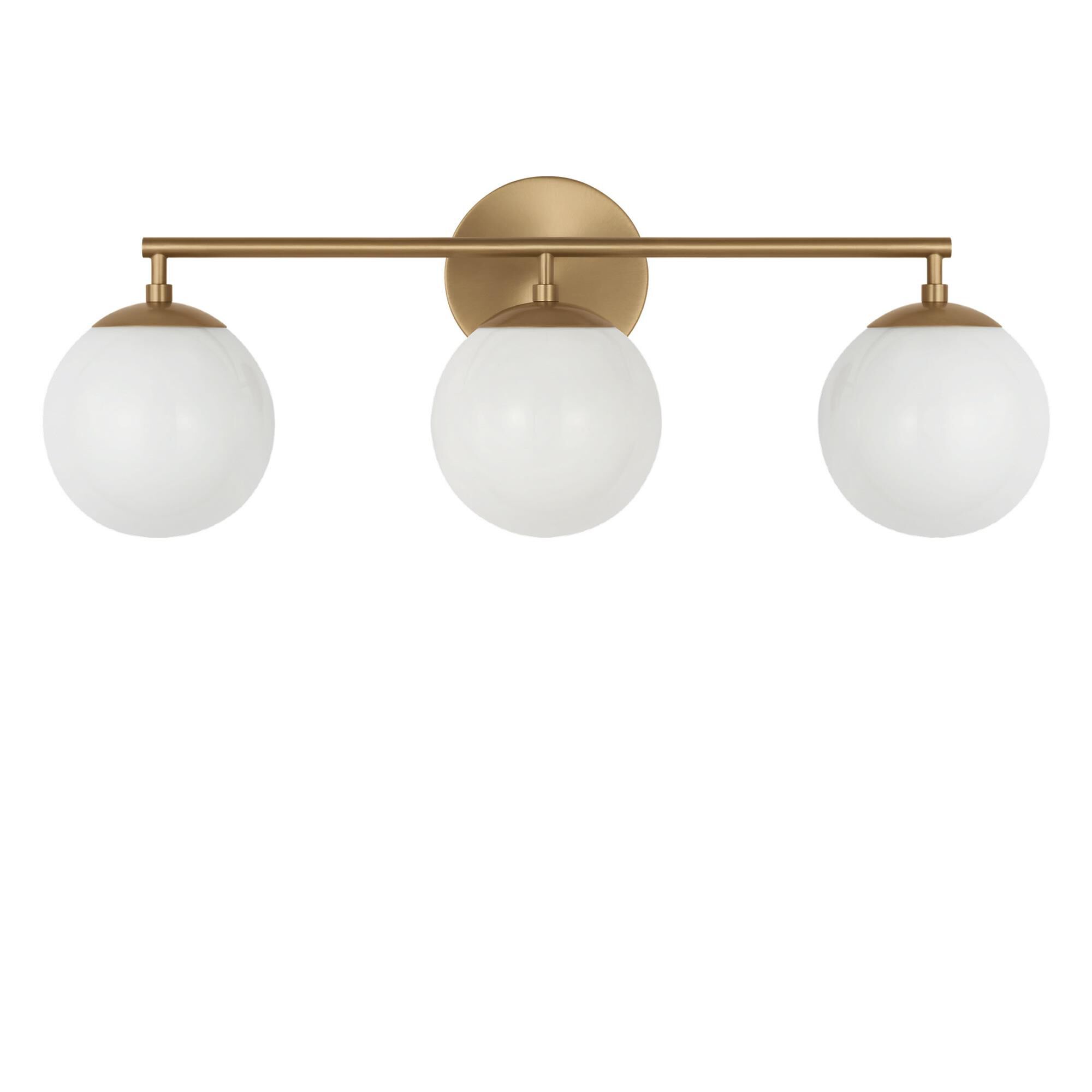 Shown in Satin Brass finish and Clear White glass