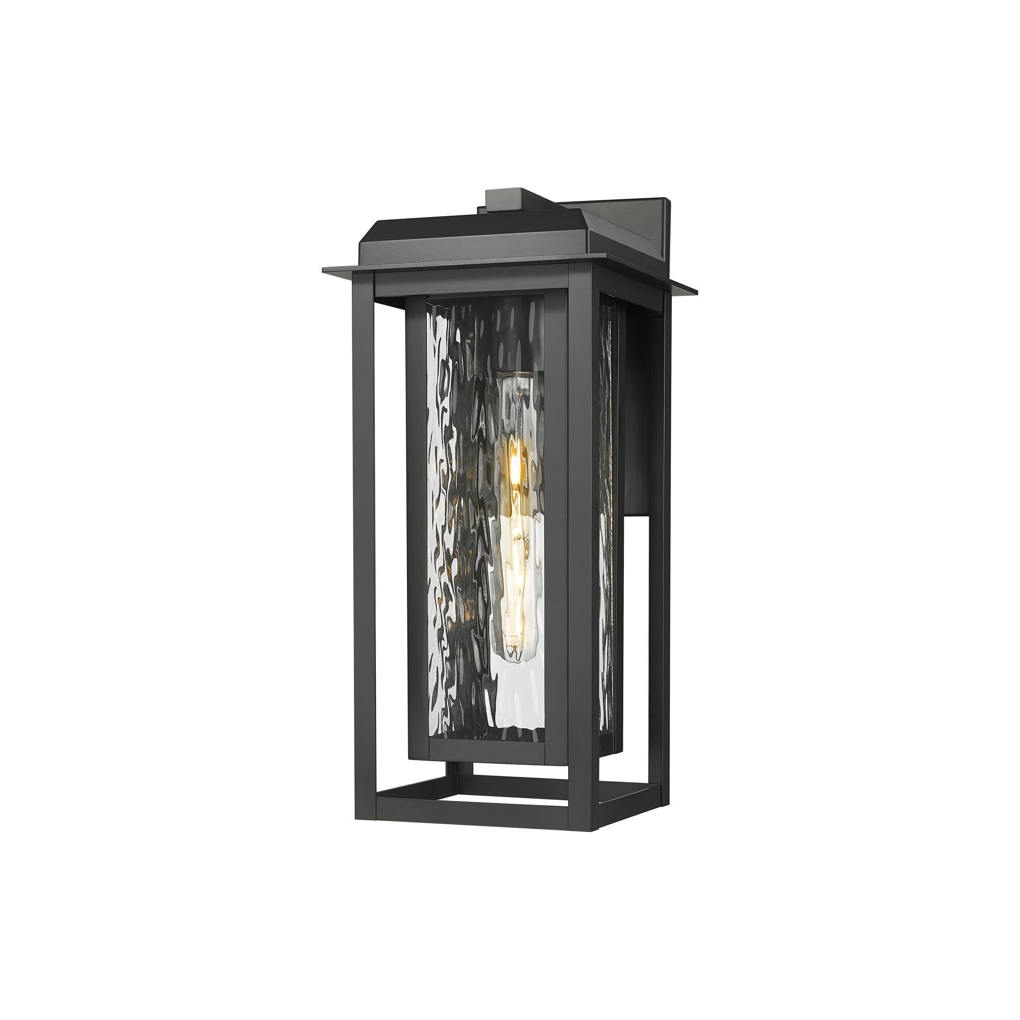 Shown in Matte Black finish and Water Glass shade