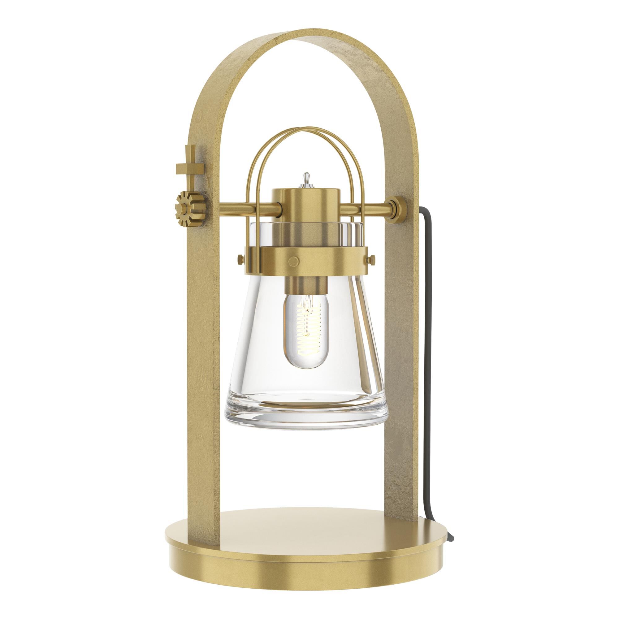 Shown in Modern Brass finish and Clear glass