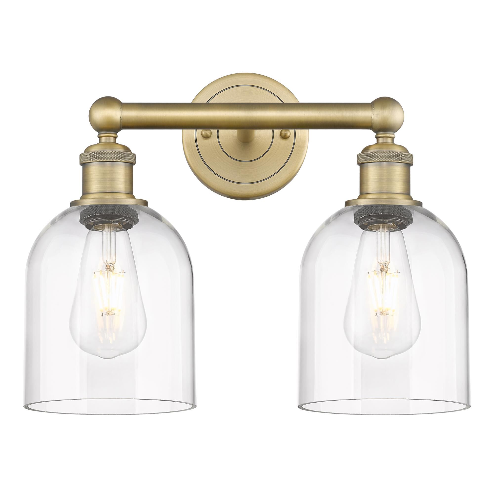 Shown in Brushed Brass finish and Clear glass