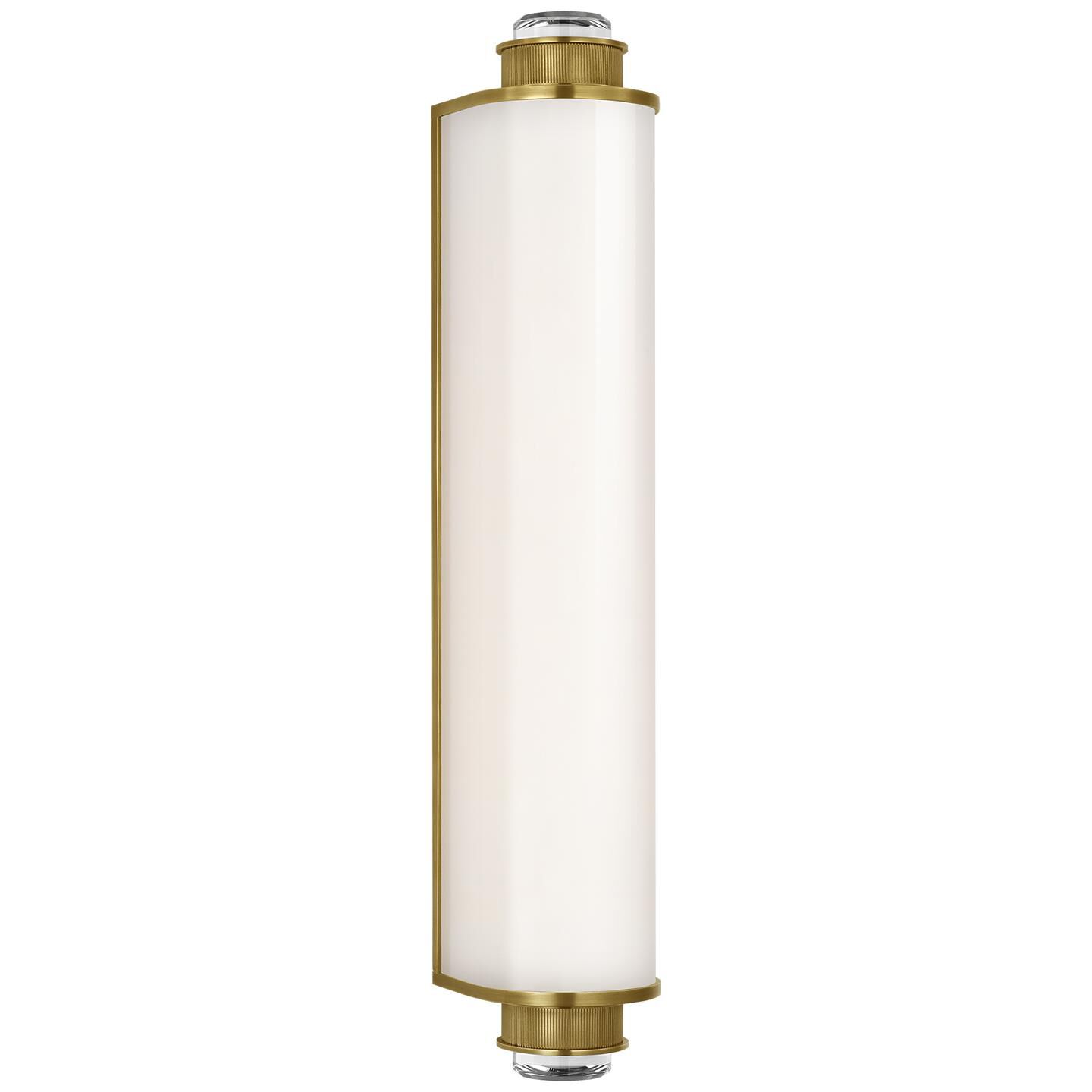 Shown in Soft Brass finish and White glass