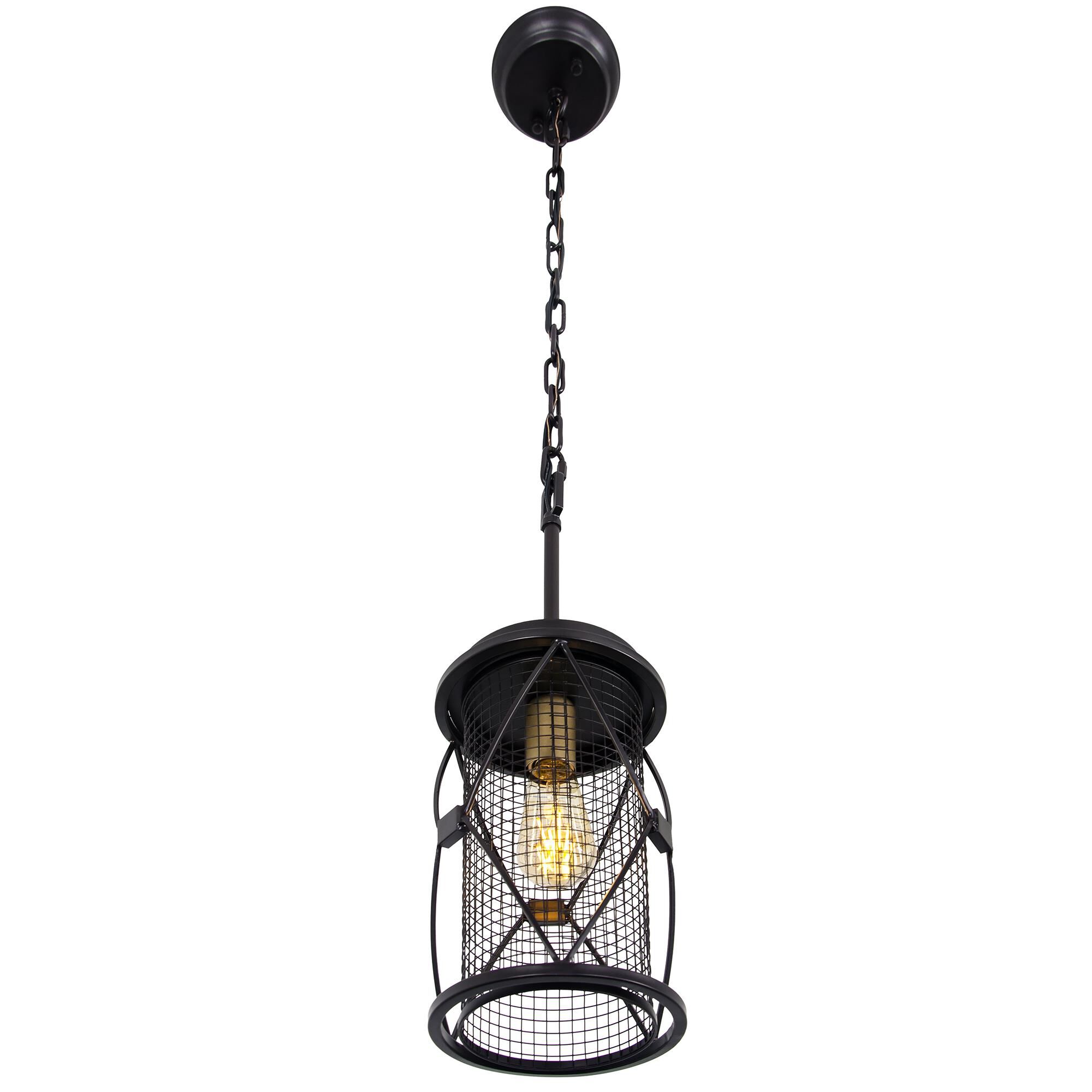 Shown in Warm Bronze/Gold finish and Warm Bronze Diamond Shaped Metalwork Over Mesh shade