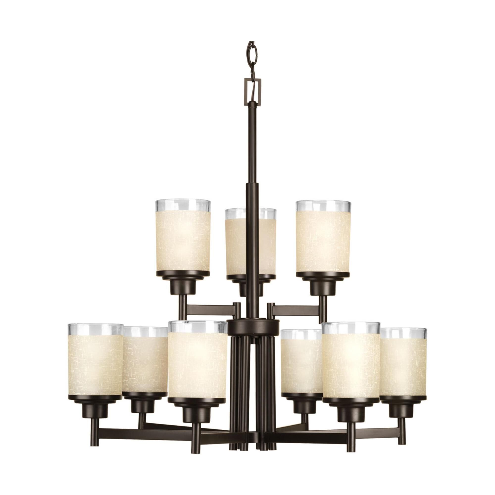 Shown in Antique Bronze finish and Etched umber linen glass 