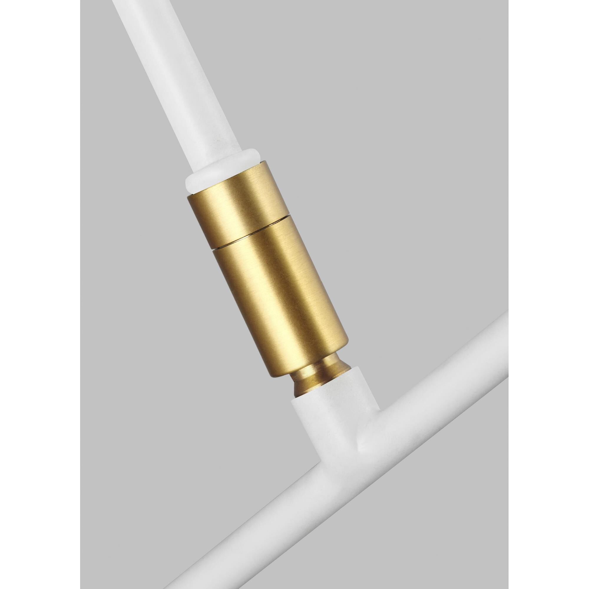 Shown in Matte White - Burnished Brass finish and Matte Whitesteel shade