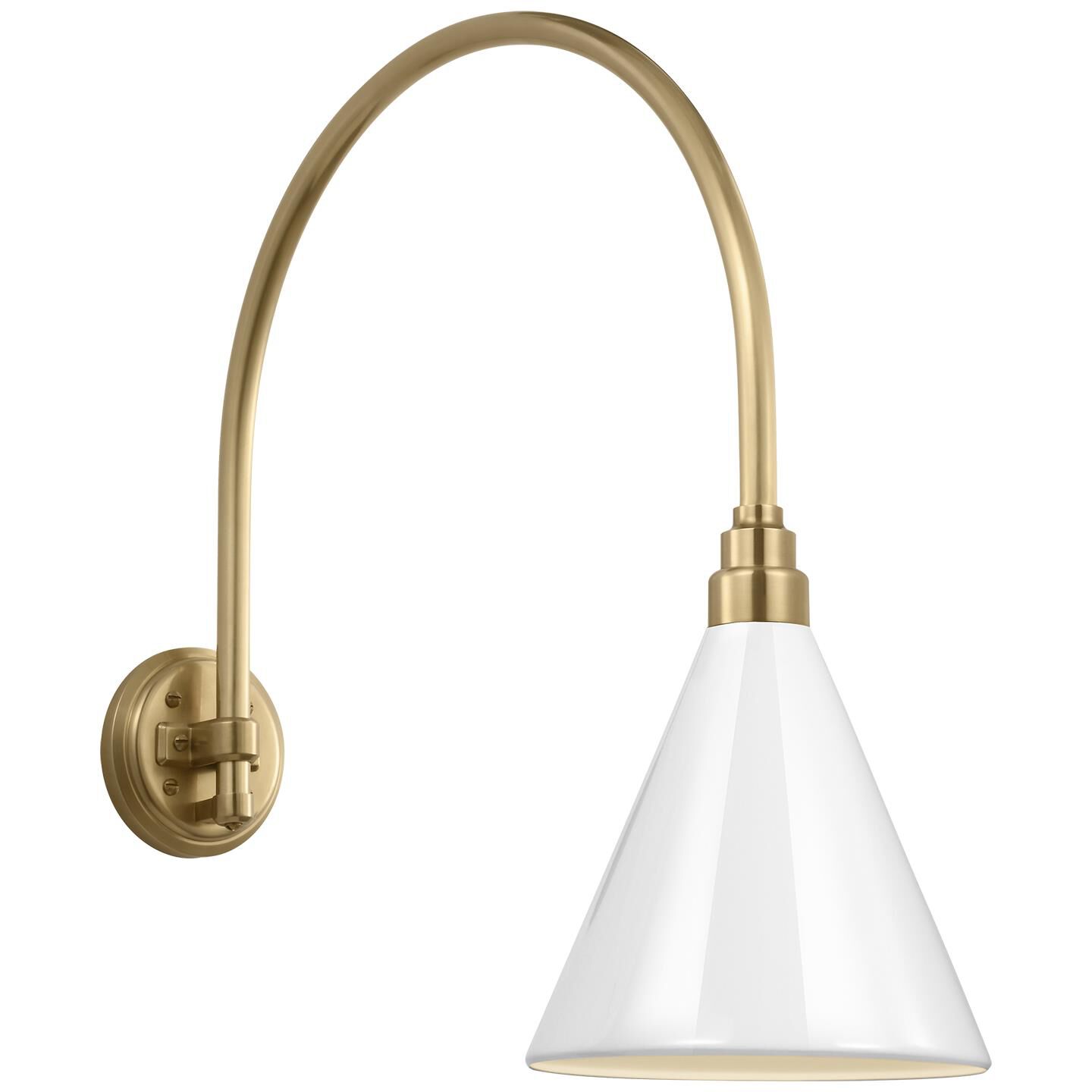 Shown in Hand-Rubbed Antique Brass finish and White Conical Savannah shade