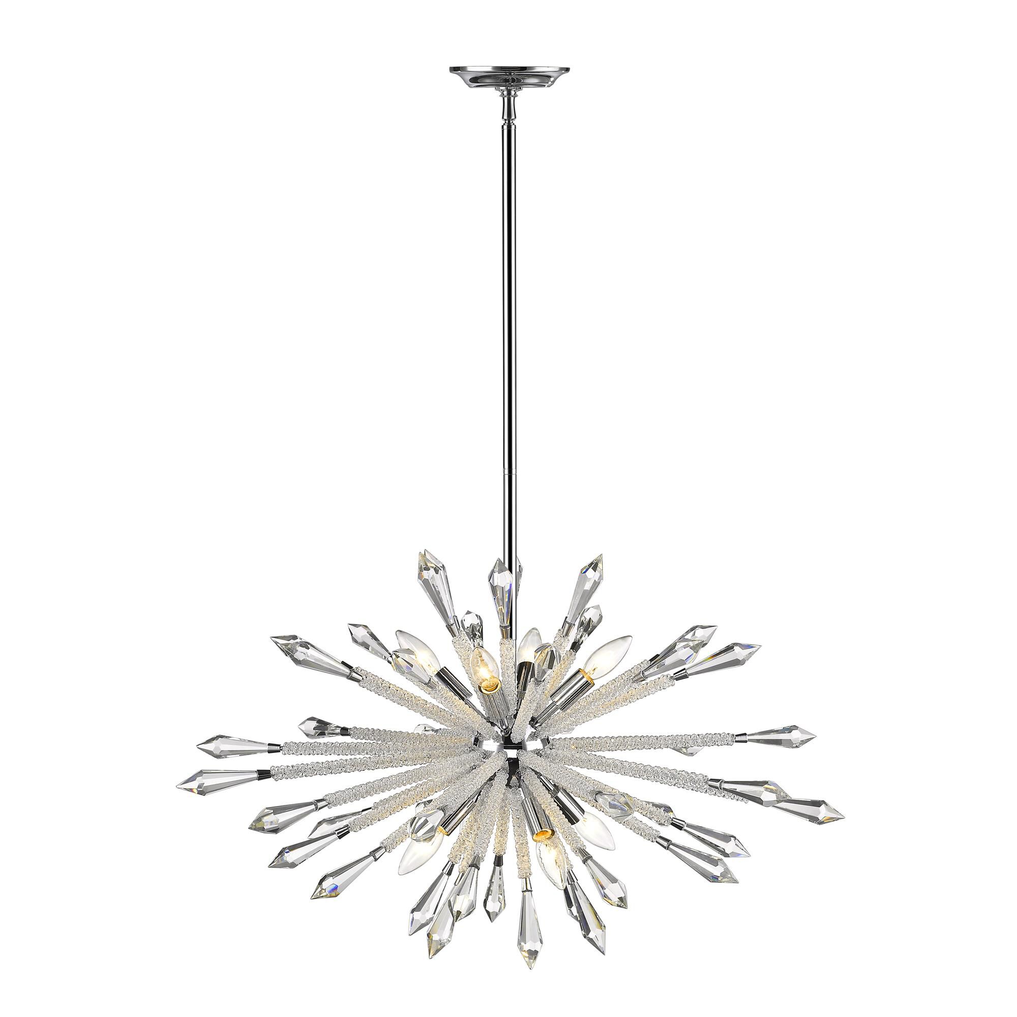Shown in Chrome finish and Crystal glass and Crystal shade