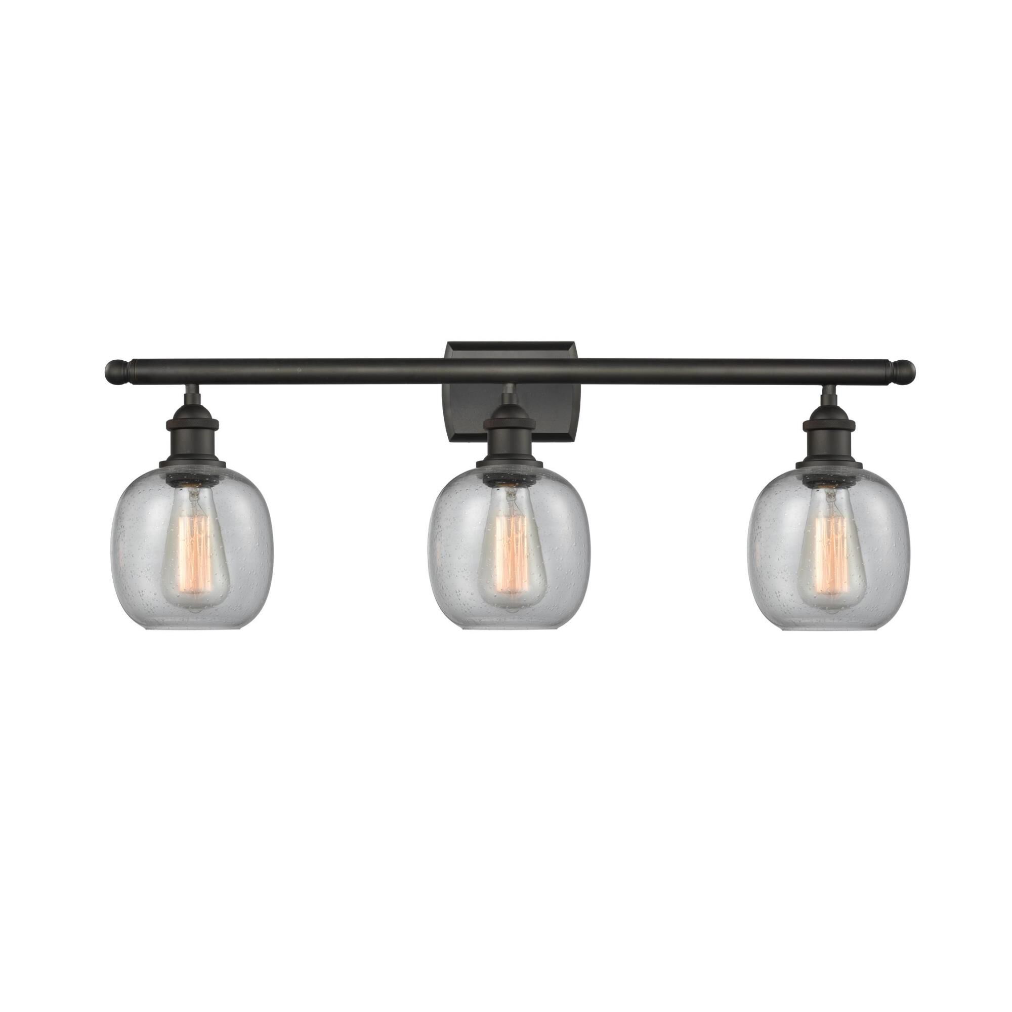 Shown in Oil Rubbed Bronze finish and Clear Seedy glass