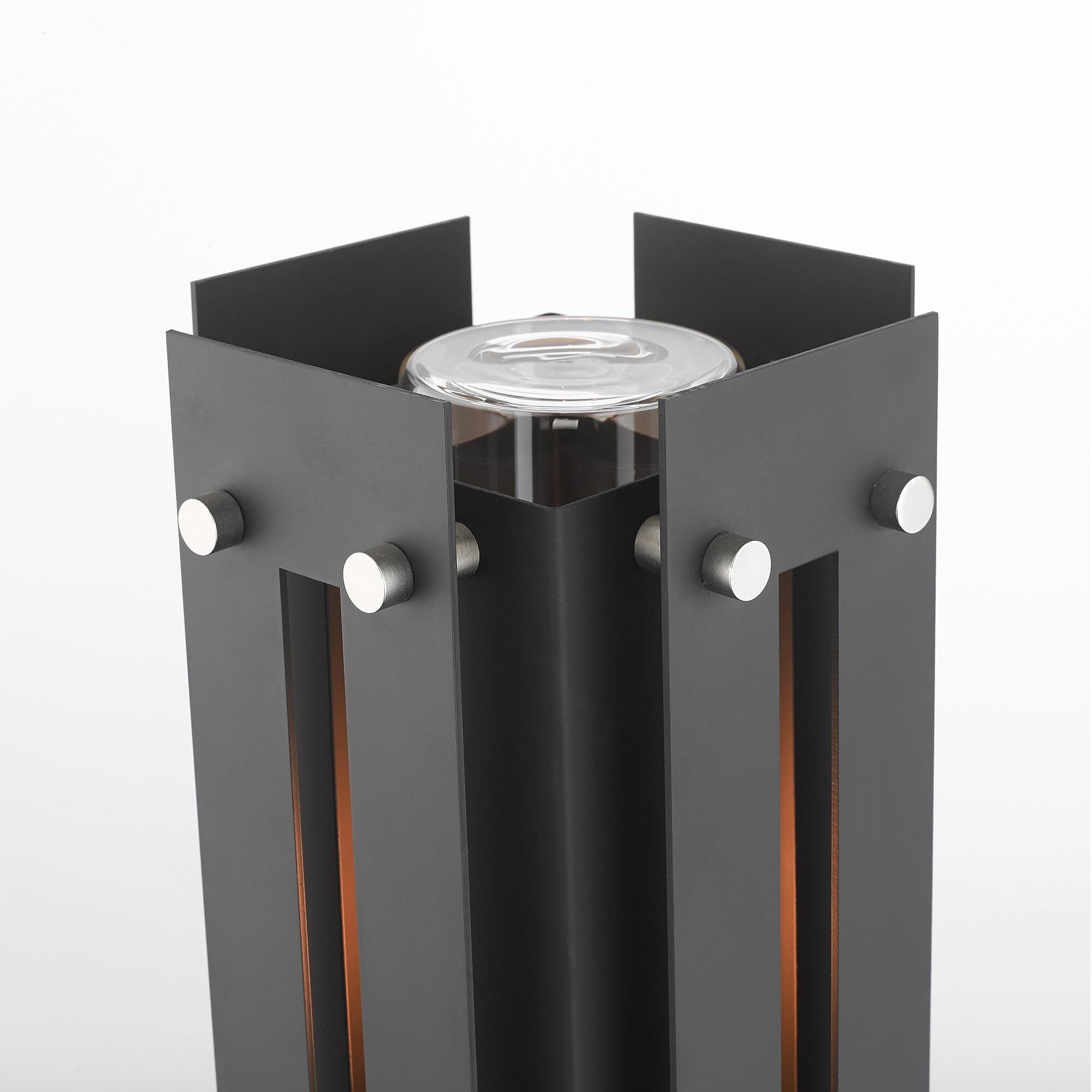 Shown in Black With Brushed Nickel Accents finish and Clear glass and Clear Glass shade