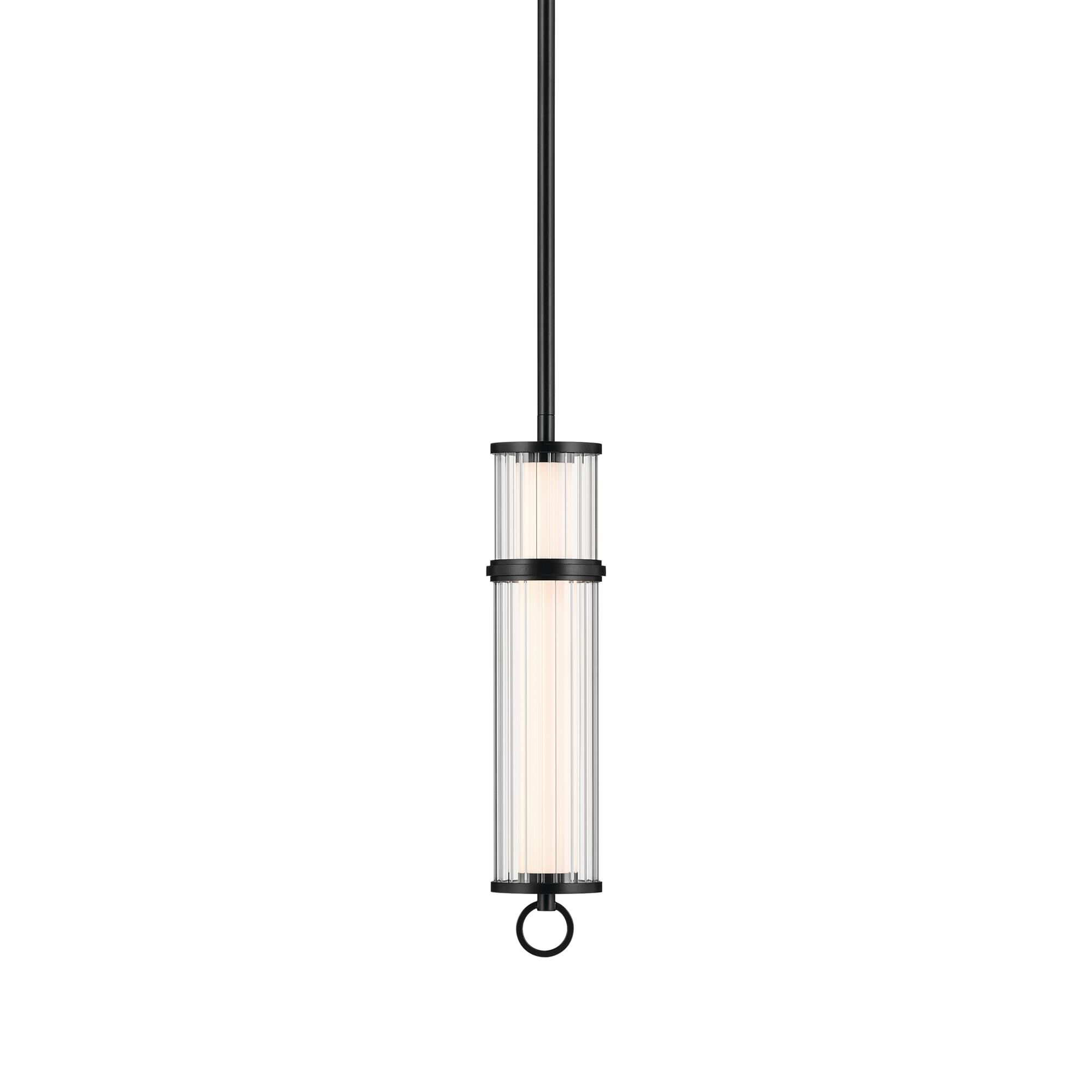 Shown in Black finish and Clear Fluted glass