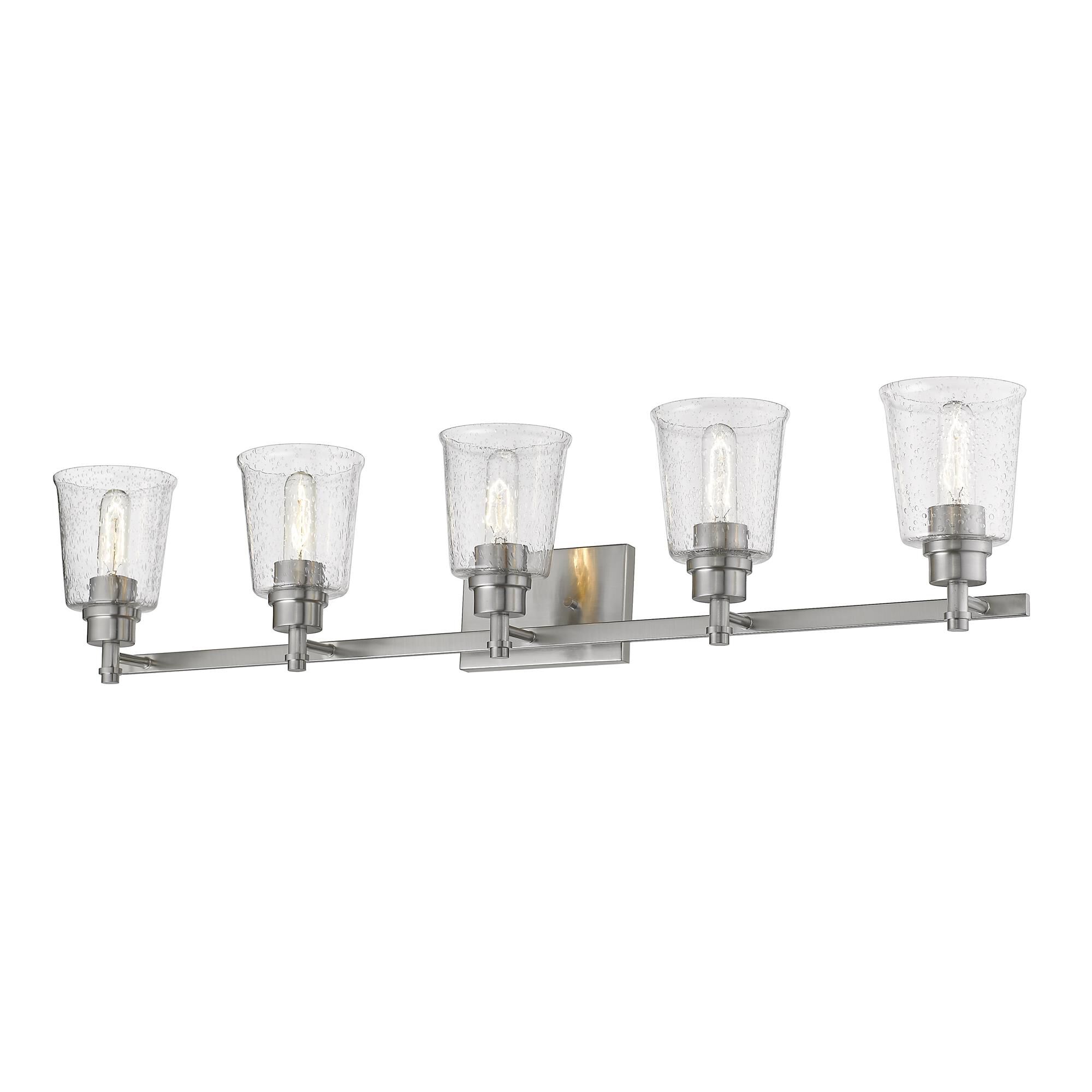 Shown in Brushed Nickel finish and Glass shade