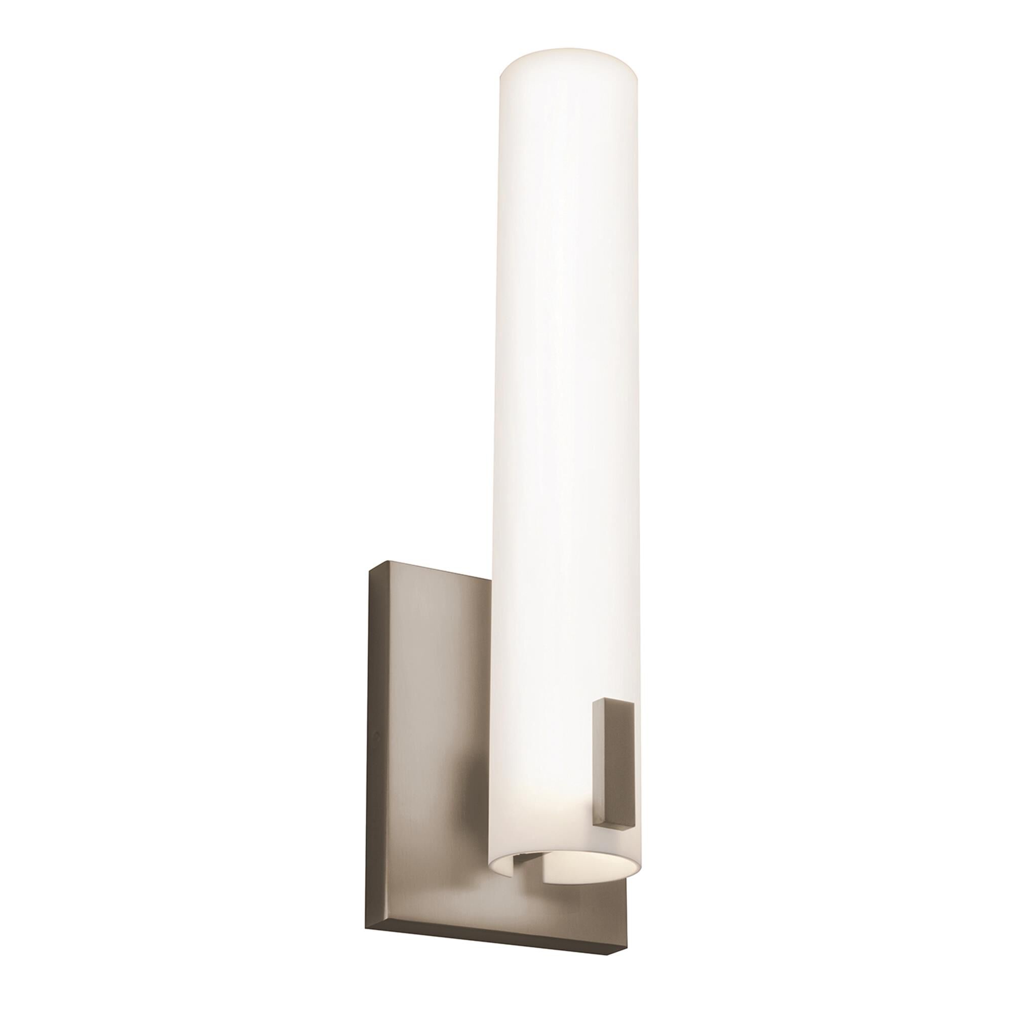 Shown in Satin Nickel finish and Frosted White glass