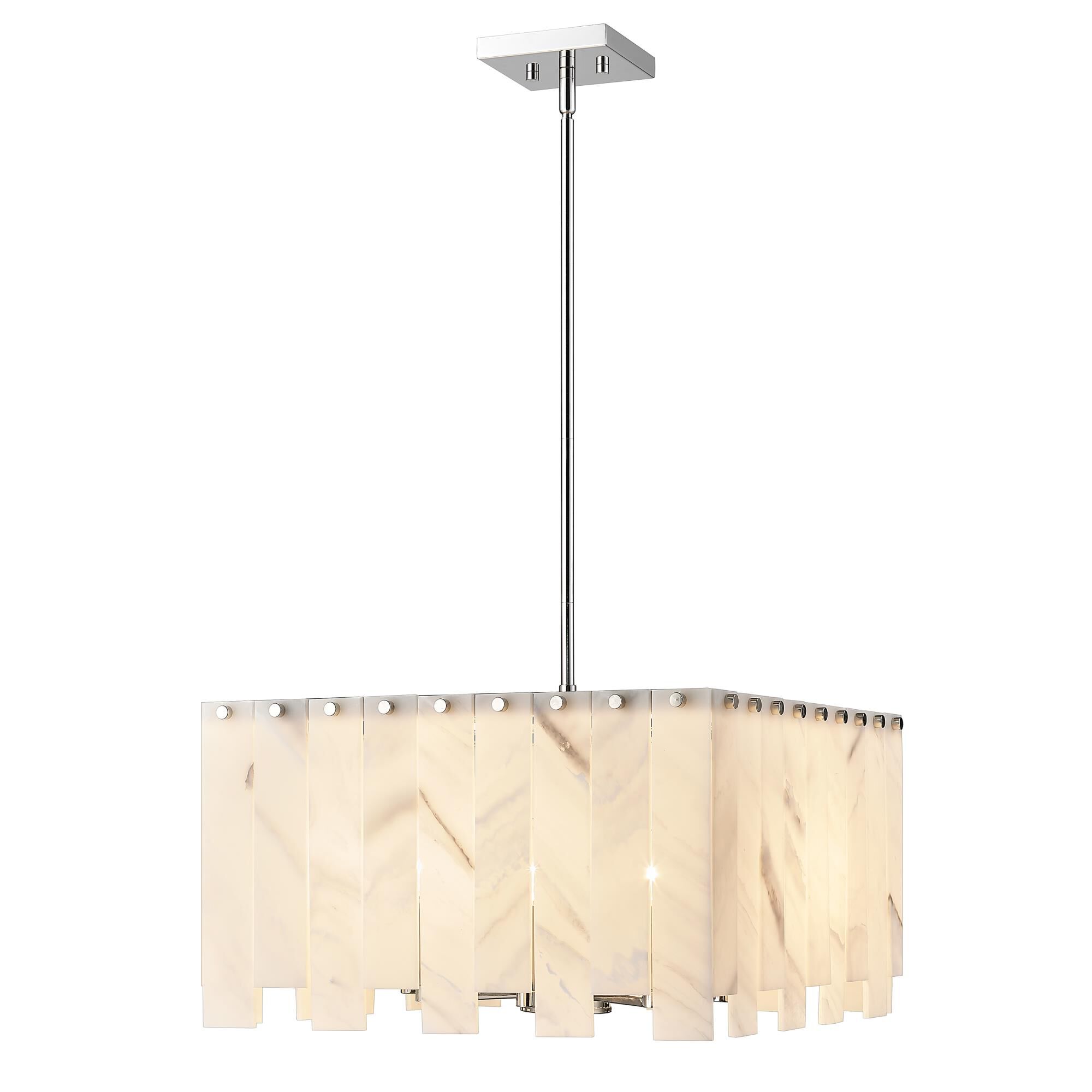 Shown in Polished Nickel finish and Alabaster Resin shade