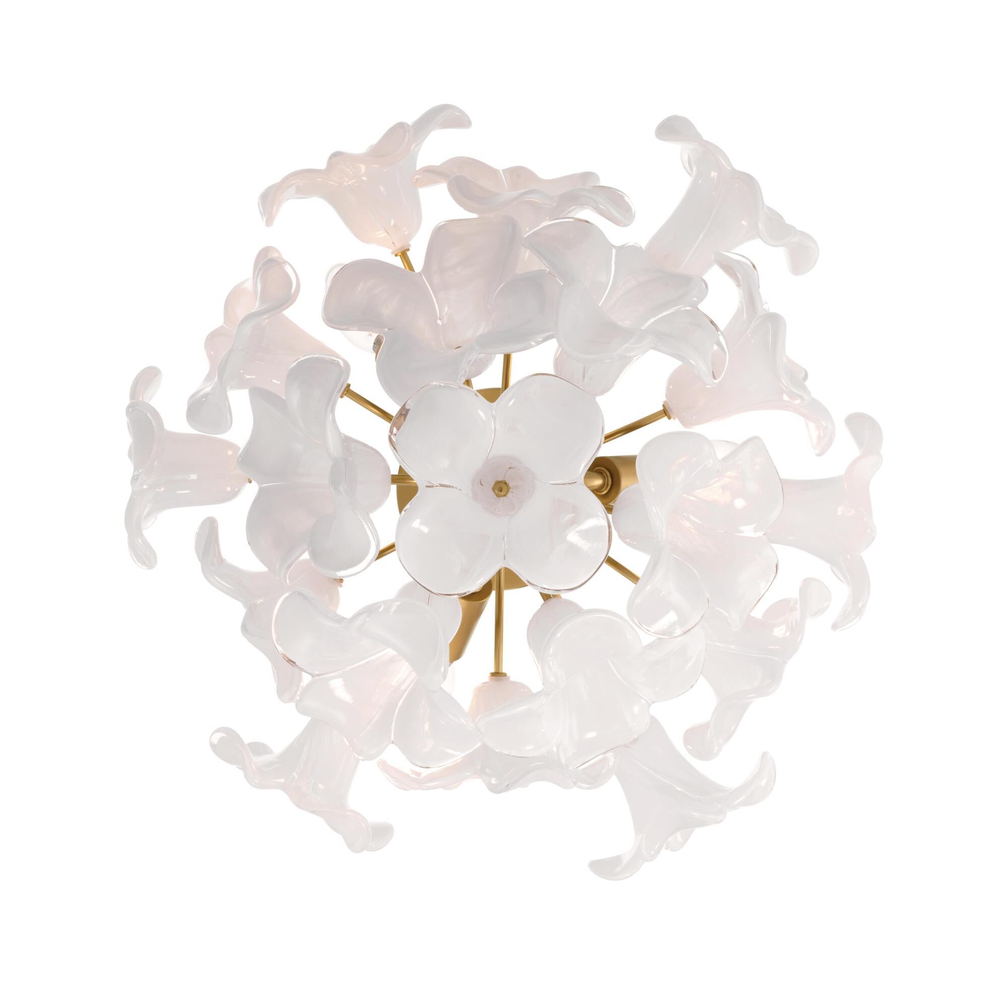 Shown in Legacy Brass finish and White Swirl glass